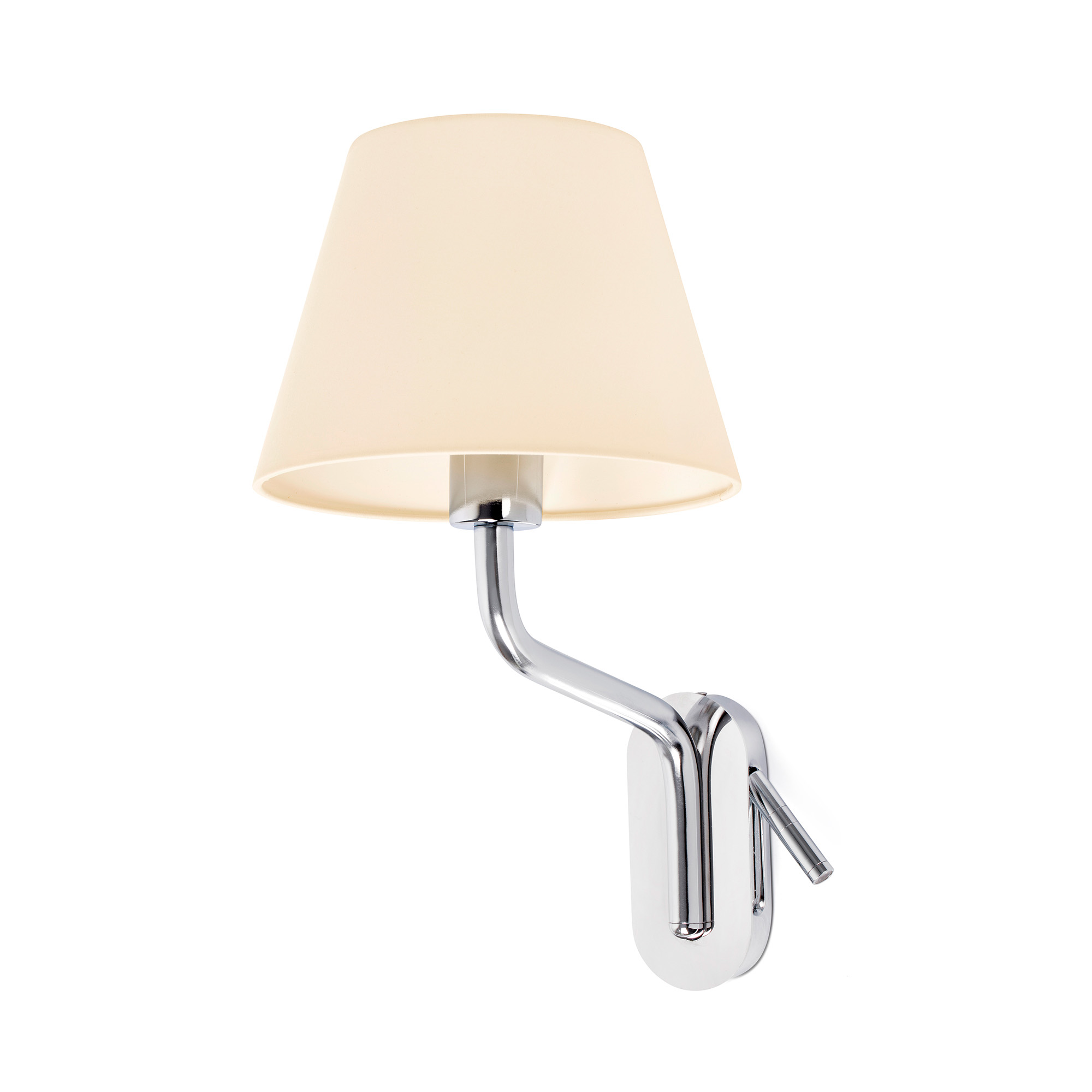 Faro ETERNA Wandleuchte mit linkem Leser, chrom/beige Faro ETERNA Wandleuchte mit linkem Leser, chrom/beige - Produktbild 1