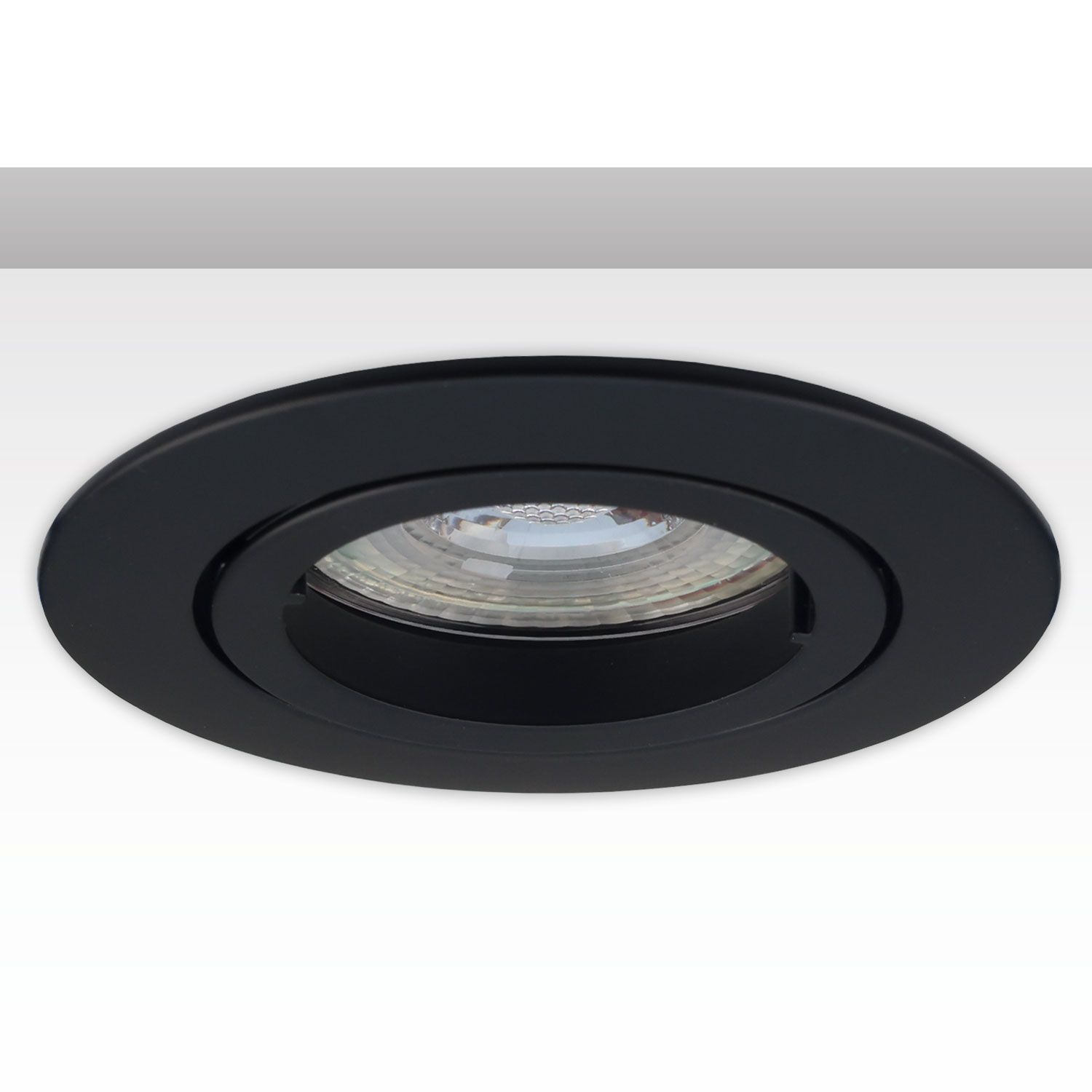 ISOLED Einbaurahmen rund, Loch 68mm, Alu schwarz, für GU10/MR16 Spots - 1