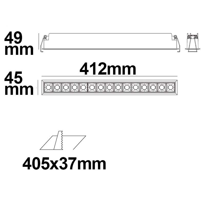 ISOLED LED Einbauleuchte Raster Line weiß/schwarz , dimmbar, 30W, warmweiß - 3