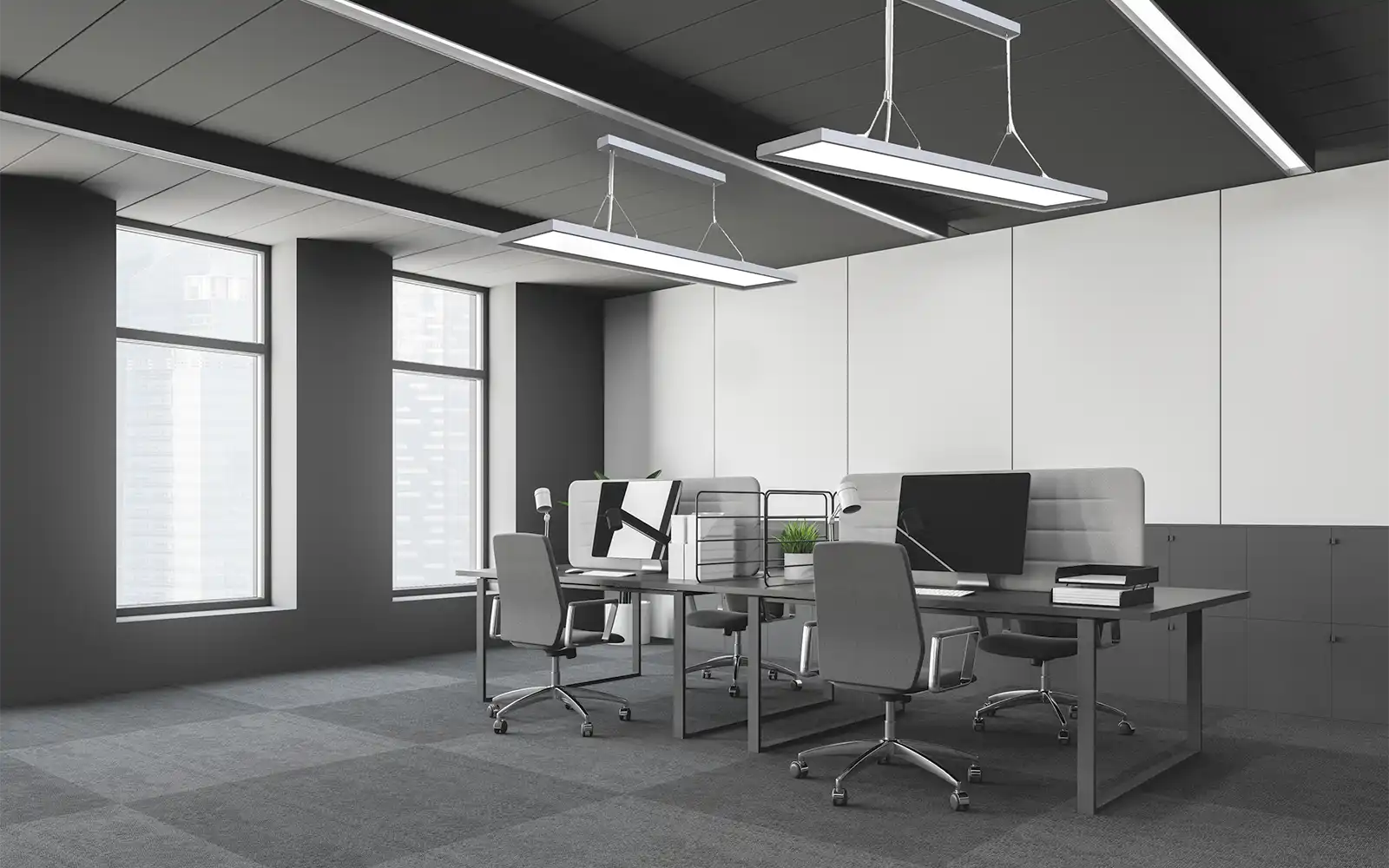 ISOLED LED Office Pro Pendelleuchte Up&Down, 20W+40W, silber, UGR