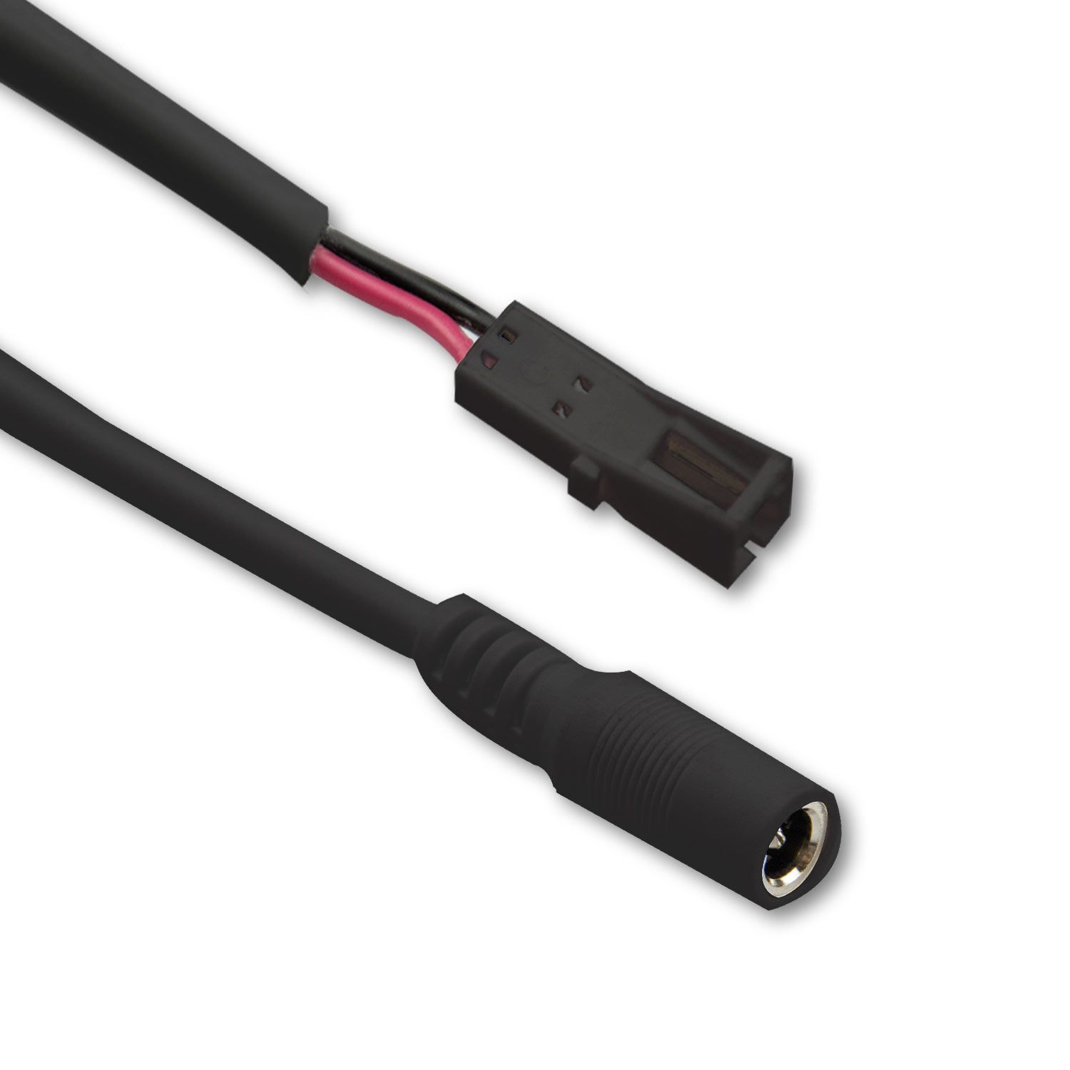 ISOLED Adapter Rundstecker Female auf MiniAmp Female-Buchse, 10cm, 2-polig, schwarz, max. 3A - 1