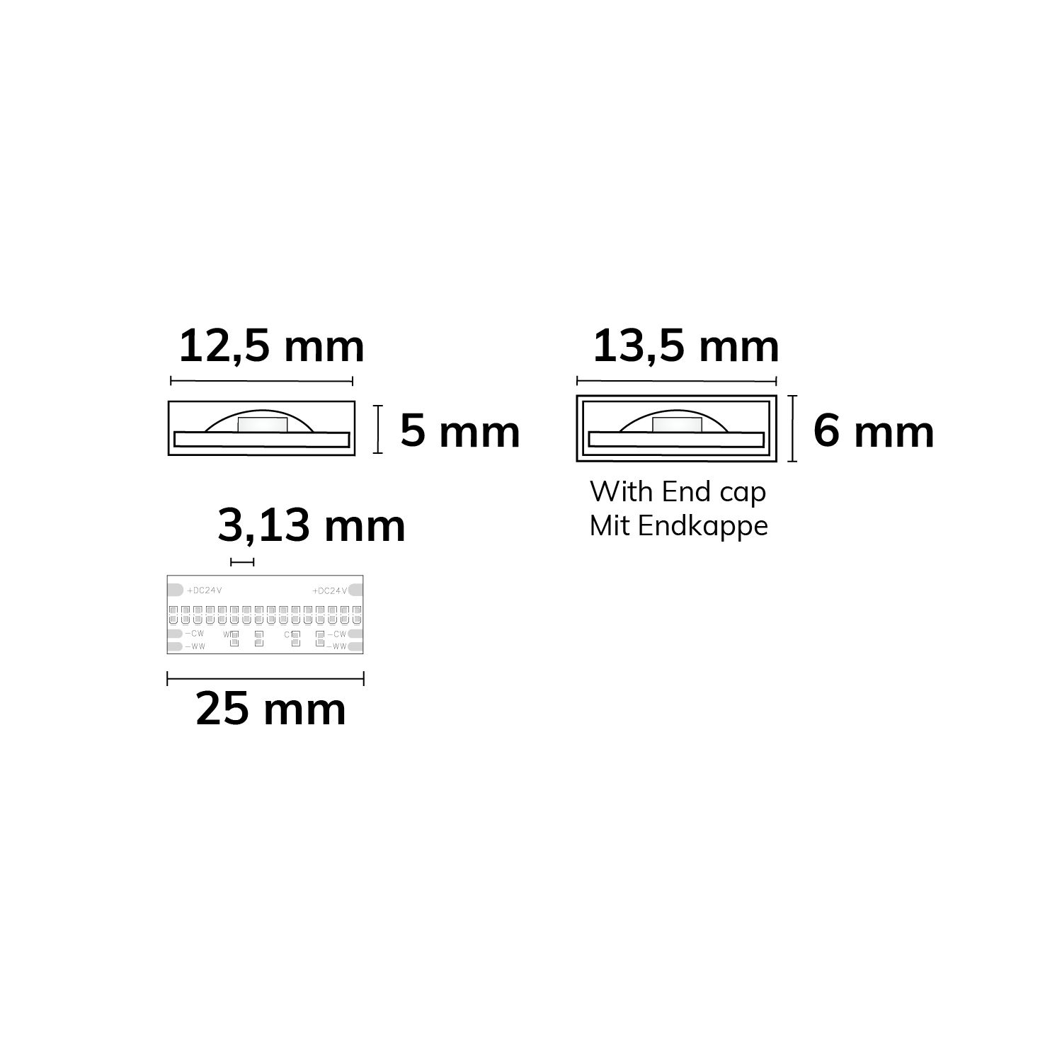 ISOLED LED AQUA COB927/965 Linear CCT Flexband, 24V DC, 7W|7W, IP68, 5m Rolle, 640 LED/m - 3