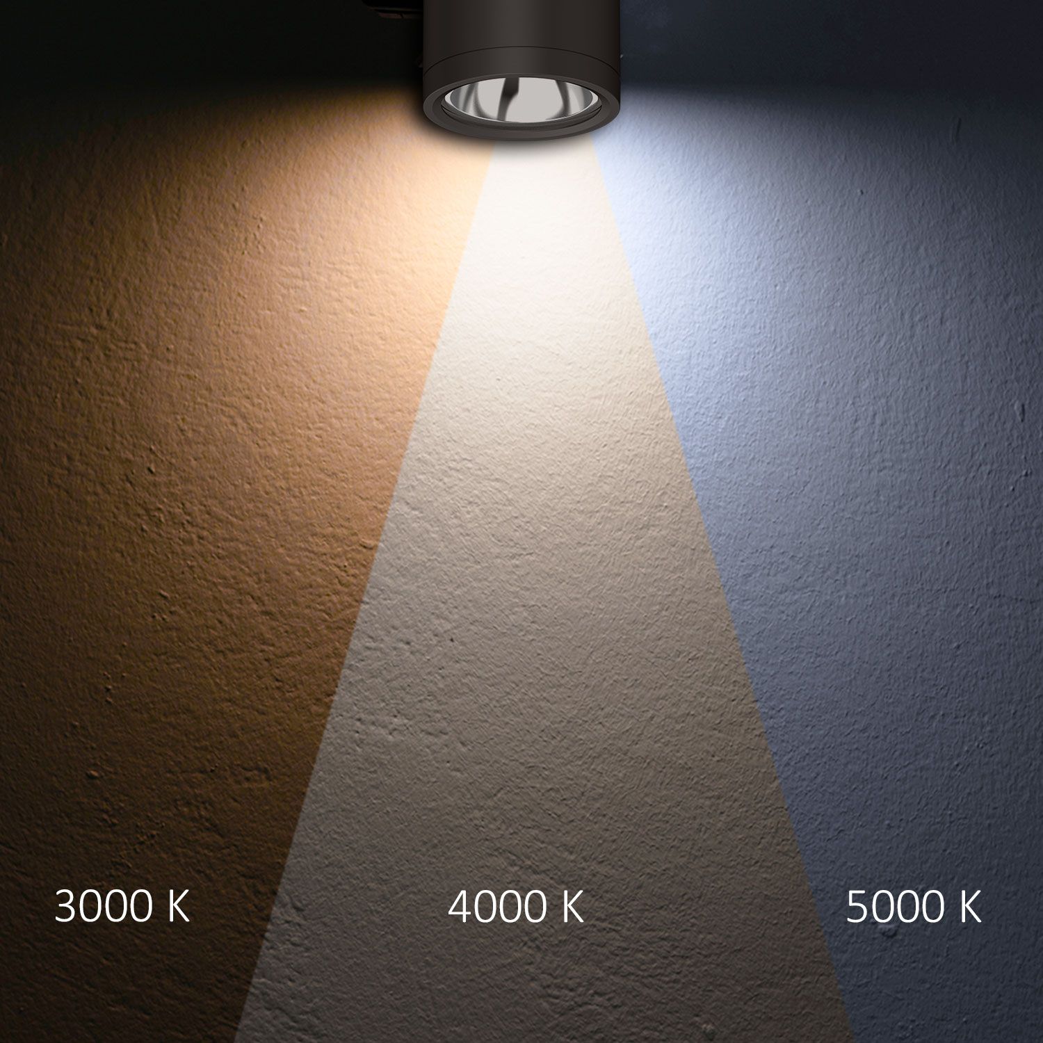 ISOLED LED Deckenaufbaustrahler IP65, schwarz, 10W, ColorSwitch 3000|4000|5000K, dimmbar - 4