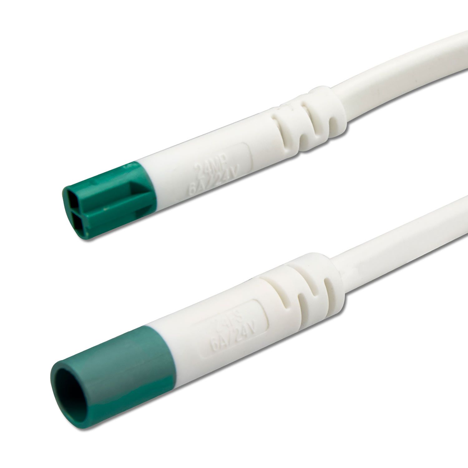 ISOLED Mini-Plug Verlängerung male-female, 3m, 2x0,75, IP54, weiß-grün, max. 48V/6A - 1