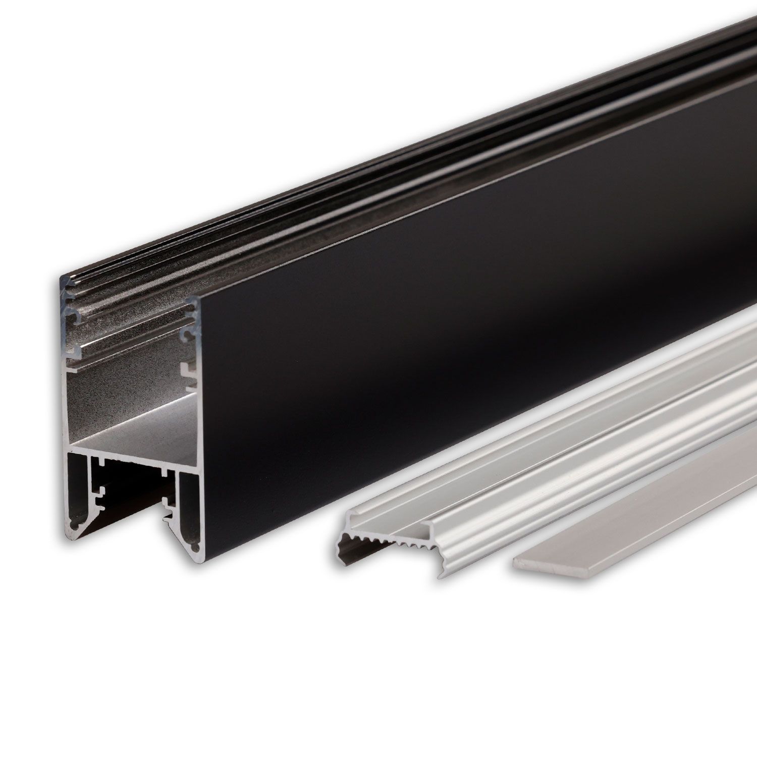 ISOLED LED Leuchtenprofil HALON Aluminium schwarz RAL 9005, 200cm, mit einklickbarem Kühlstreifen - 2
