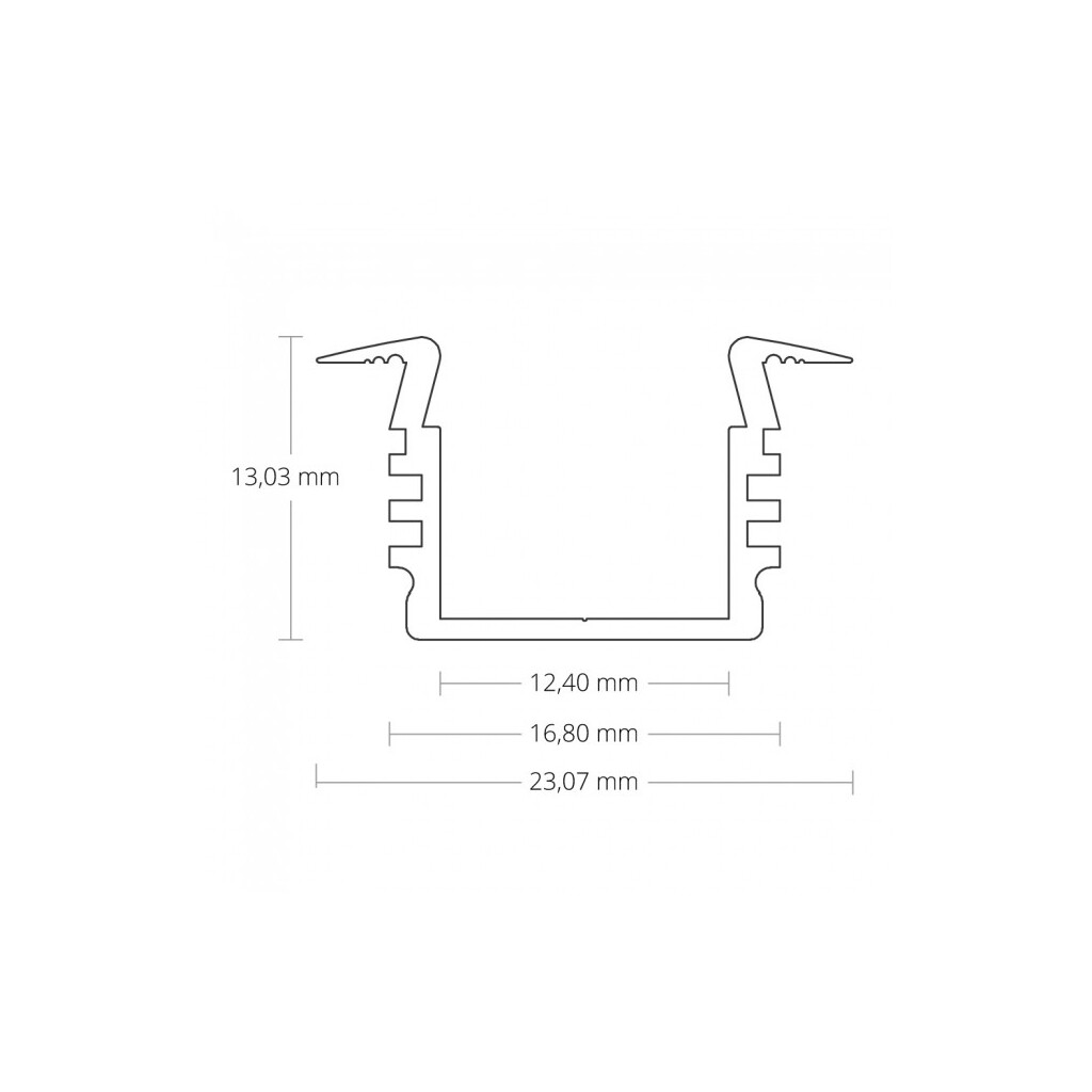 Emilum PL3 LED EINBAU-Profil 200 cm, hoch Flügel, LED Stripes max. 12 mm - Produktbild 3