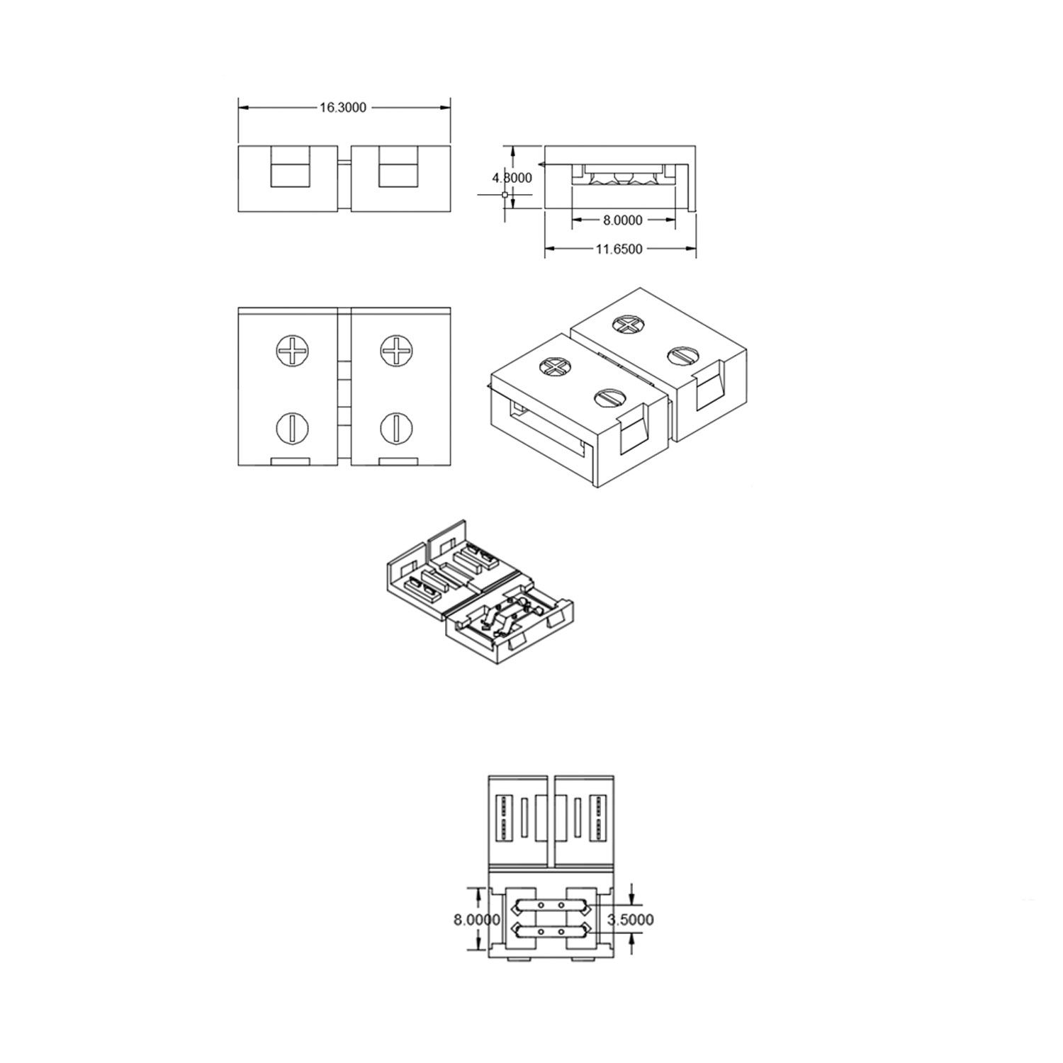 ISOLED Clip-Verbinder (max. 5A) C1-28 für 2-pol. IP20 Flexstripes mit Breite 8mm, Pitch >12mm - 2