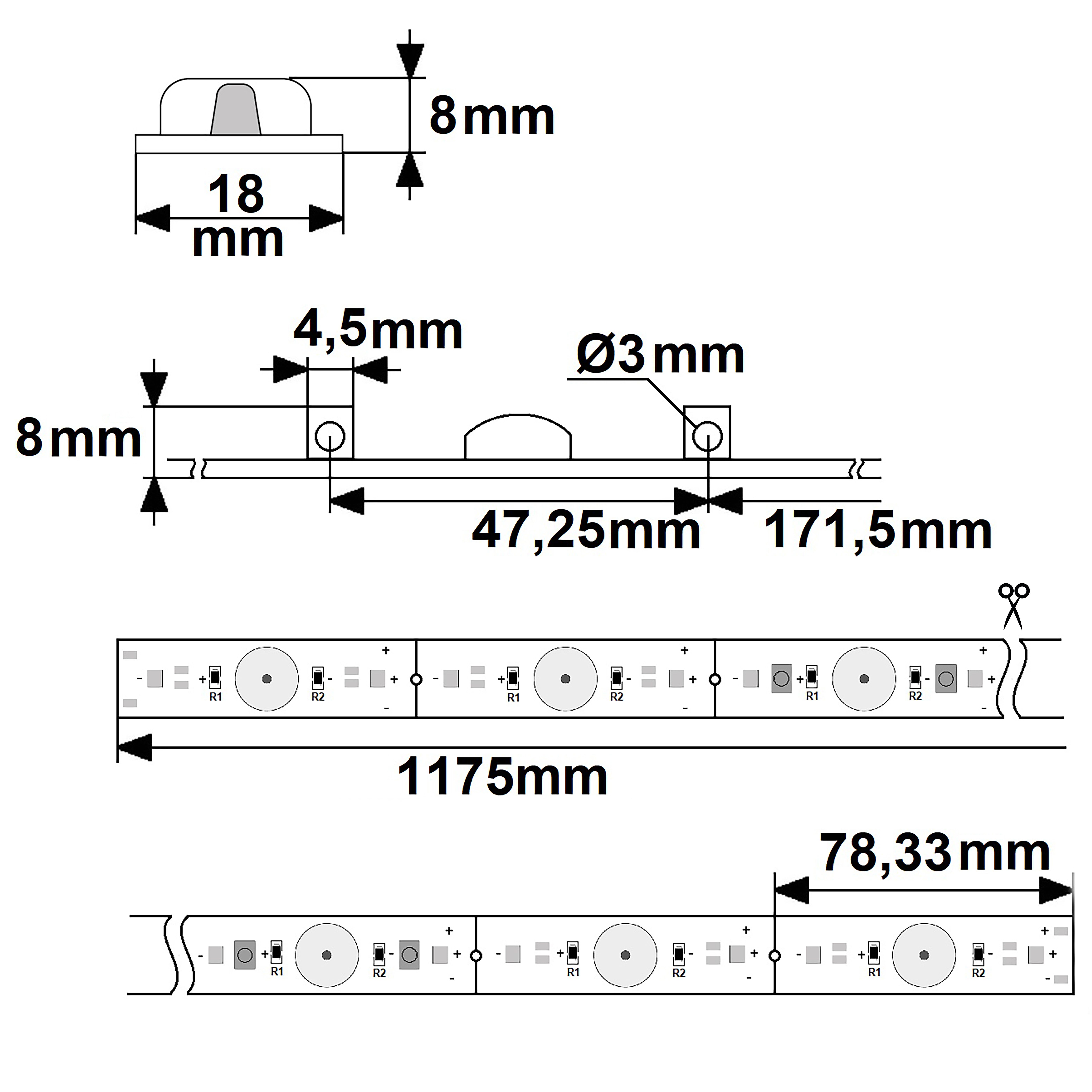 ISOLED LED Platine Backlight 865, 1175mm, 180° Linse, 24V, 16W, IP20, kaltweiß, dimmbar - 4