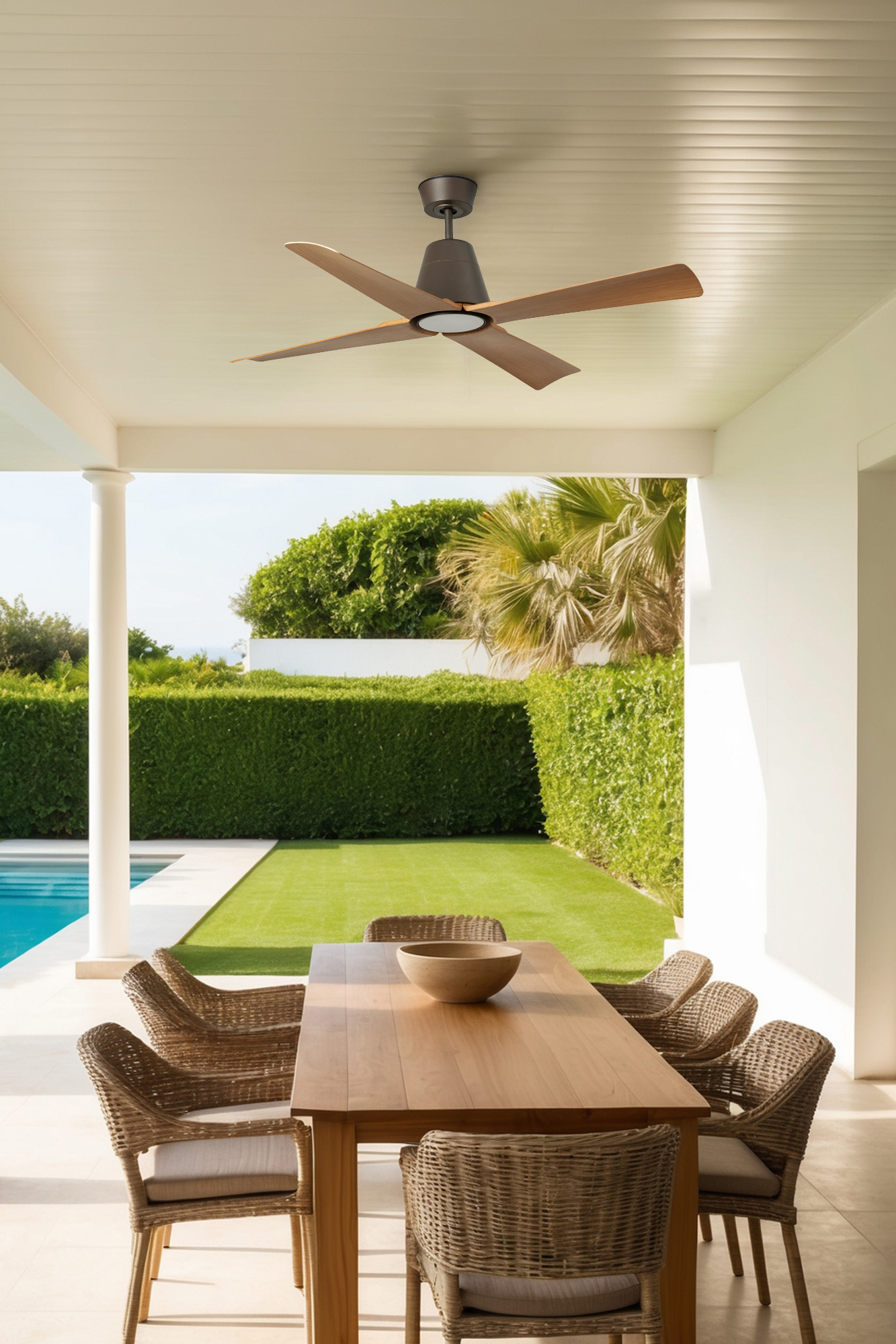 Faro TYPHOON M LED-Ventilator braun/Ahorn 3000K IP44 - Produktbild 2