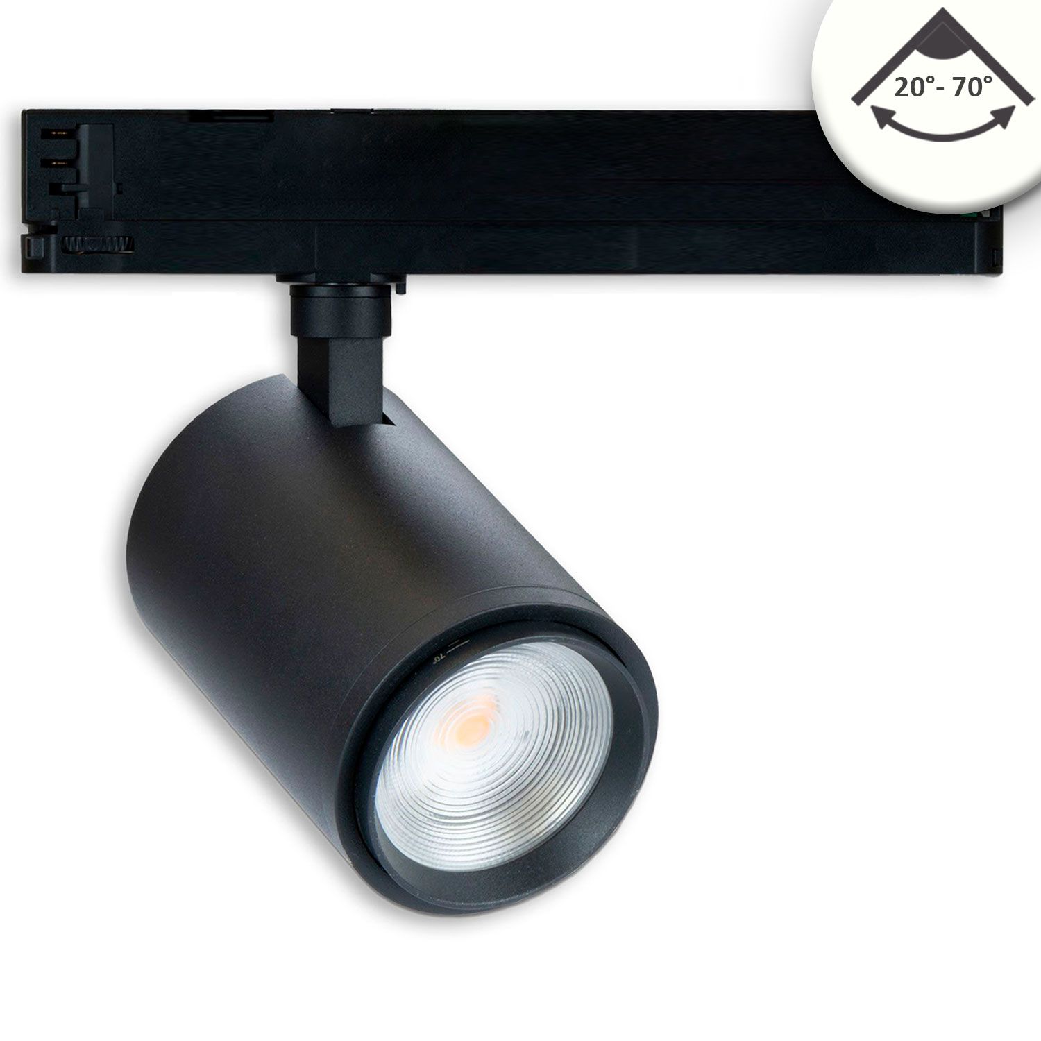 ISOLED 3-Phasen Schienenstrahler fokussierbar, 42W, 20°-70°, schwarz matt, 4000K, CRI92, DALI dimmbar ISOLED 3-Phasen Schienenstrahler fokussierbar, 42W, 20°-70°, schwarz matt, 4000K, CRI92, DALI dimmbar - 1