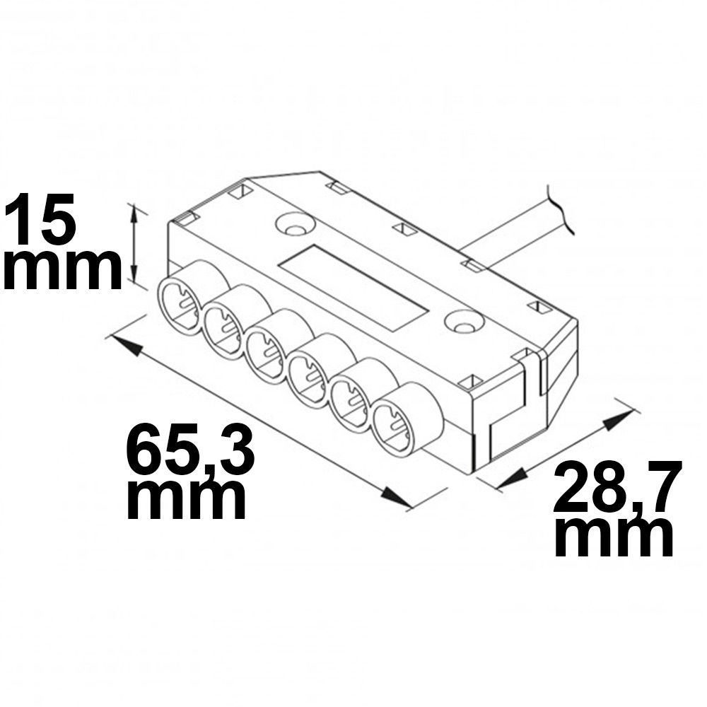 ISOLED Mini-Plug 6-fach Verteiler female, 1m, 2x0,75, IP54, weiß-grün, max. 48V/6A - 2