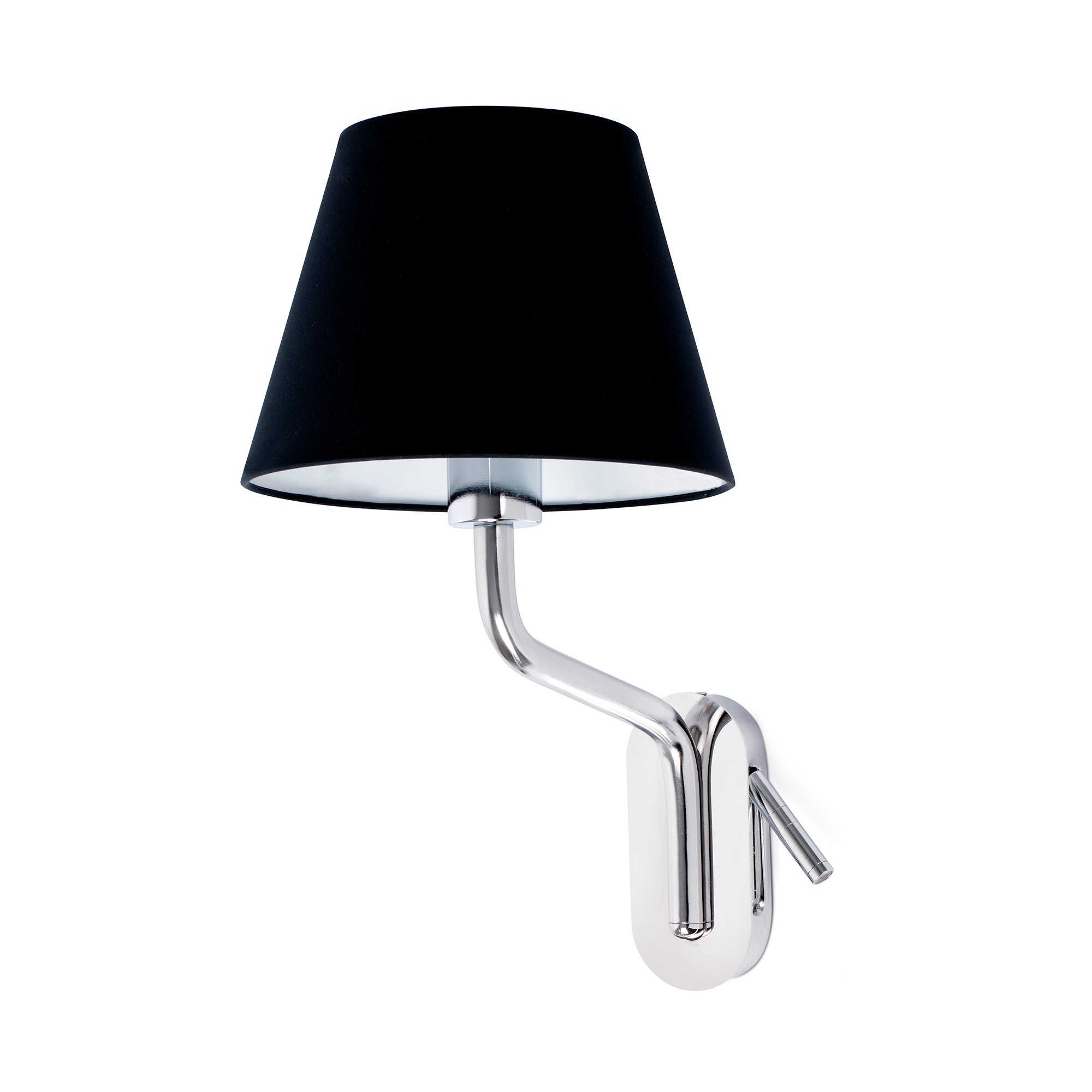 Faro ETERNA Wandleuchte mit linkem Leser chrom/schwarz Faro ETERNA Wandleuchte mit linkem Leser chrom/schwarz - Produktbild 1