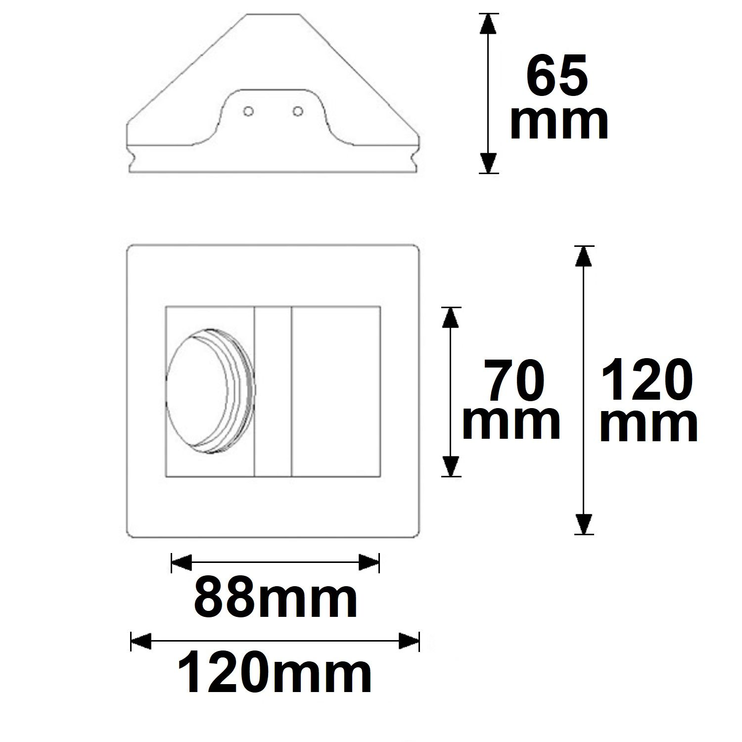 ISOLED Gips Einbaustrahler für GU10/MR16 Spots, rückversetzt, asymmetrisch, weiß - 4