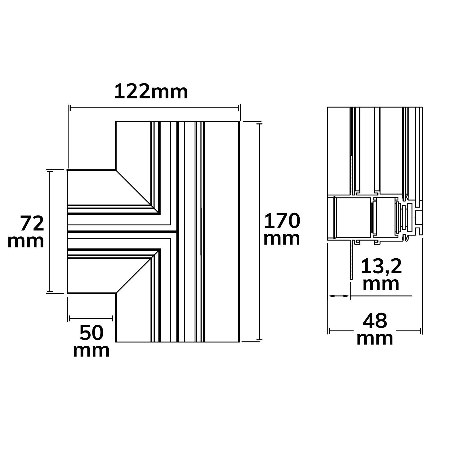 ISOLED Track48 T-Schiene horizontal für Trockenbauschiene, schwarz, nicht stromführend - 2