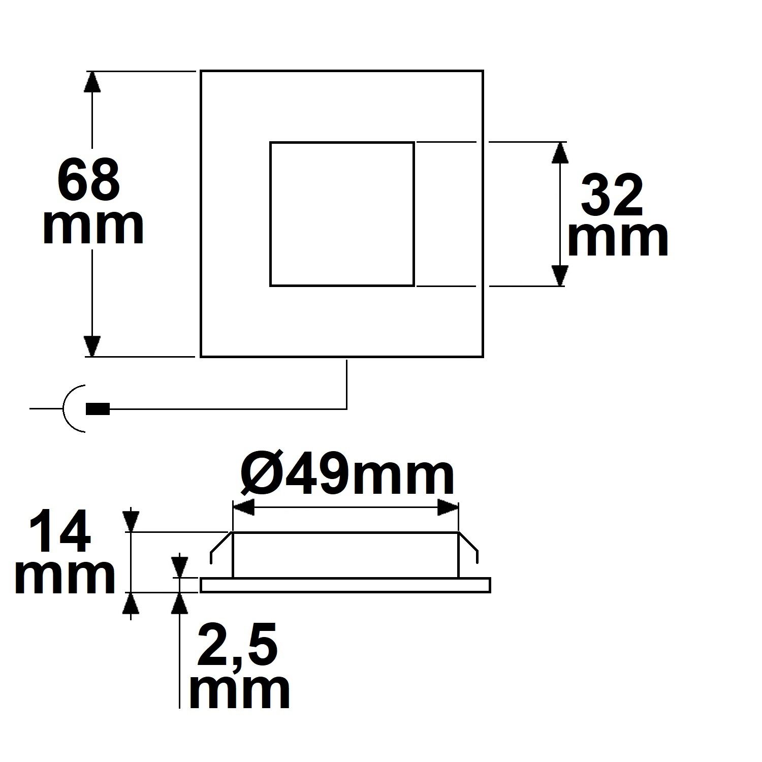 ISOLED LED Möbeleinbaustrahler MiniAMP ALU gebürstet, eckig, 3W, 120°,12V DC warmweiß 3000K, dimmbar - 6