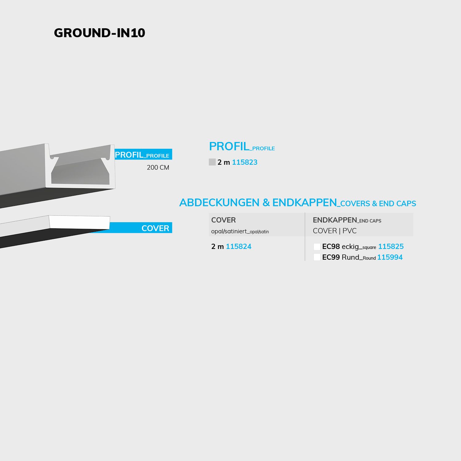 ISOLED LED Montageprofil GROUND-IN10, begehbar, Alu eloxiert L: 200cm - 4