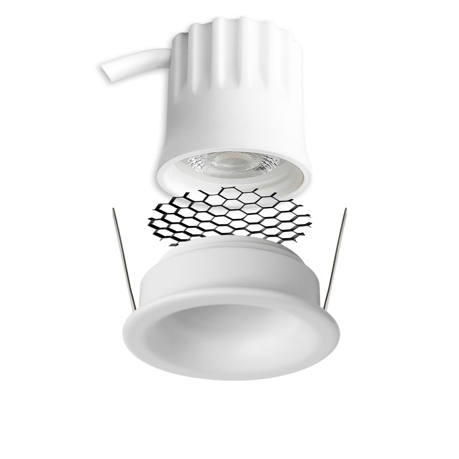 ISOLED LED Einbaustrahler BACK32, weiß matt, rund, 5W, CRI90, 2700K, rückversetzt, Honeycomb, dimmbar - 2