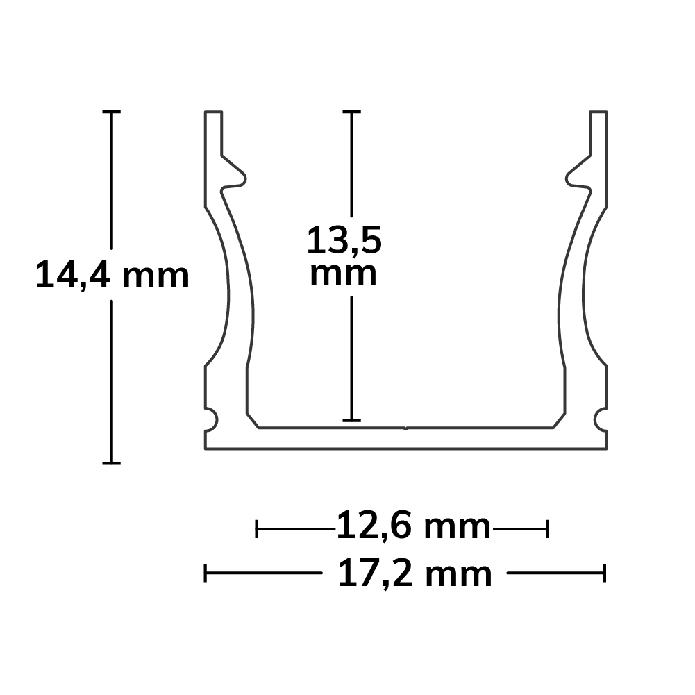 ISOLED LED Aufbauprofil PURE12 S Aluminium schwarz RAL9005, 200cm - 3