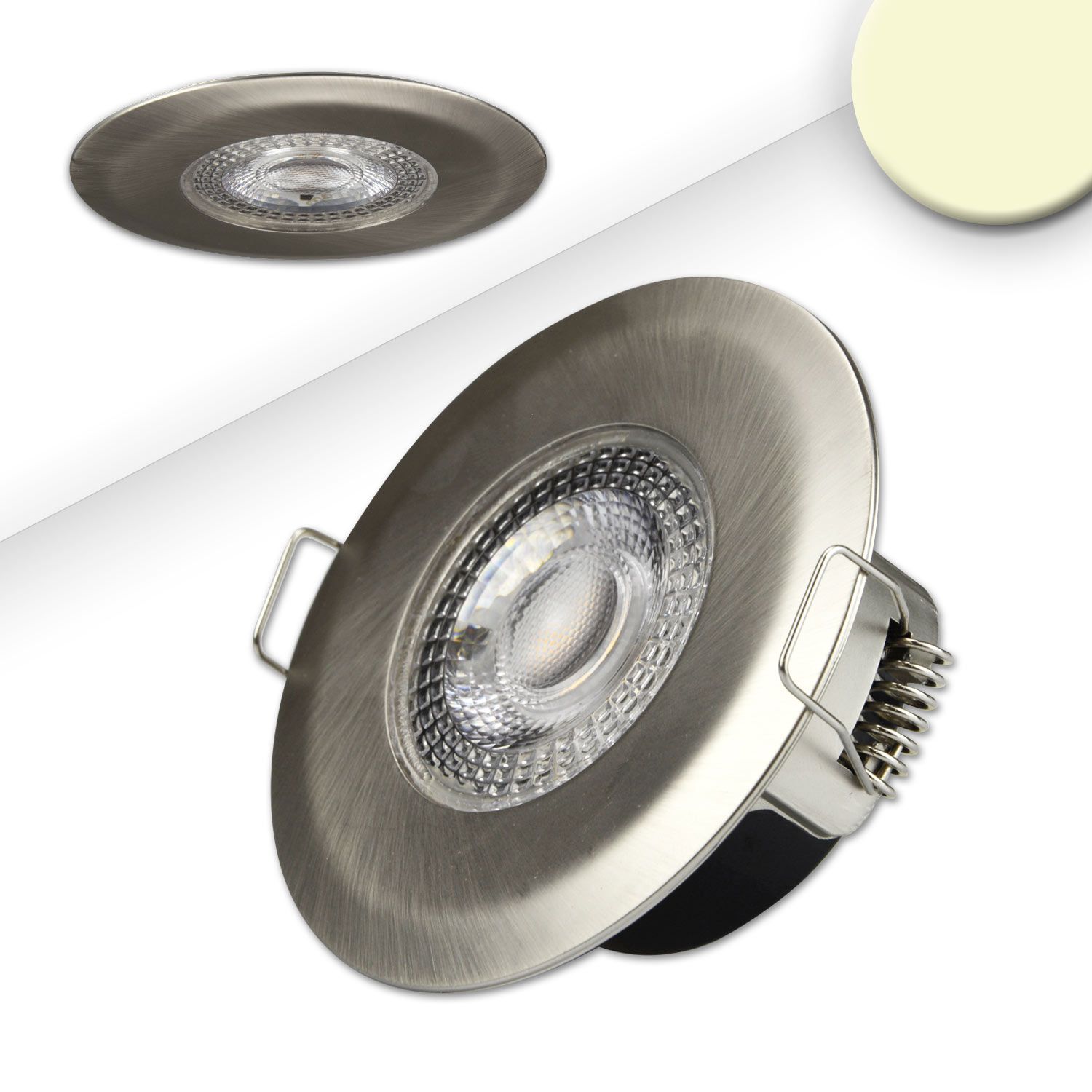 ISOLED LED Einbaustrahler PC68 IP44, brushed, 5W, 38°, warmweiß, 3 Stufen dimmbar, korrosionsbeständig - 1
