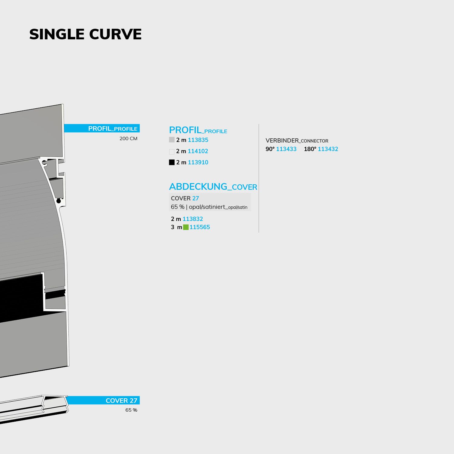 ISOLED LED Trockenbau-Leuchtenprofil Single Curve, 200cm - 4