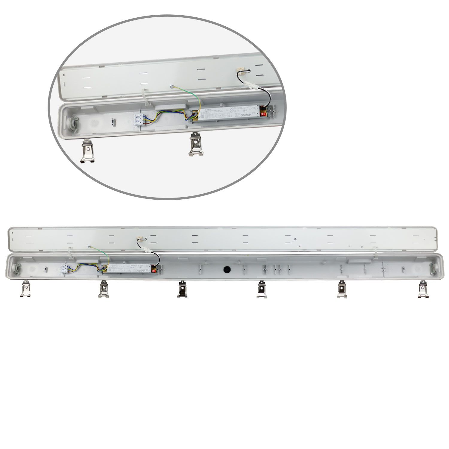 ISOLED LED Wannenleuchte 150cm, IP65, PowerSwitch 33-60W, 6000K - 5