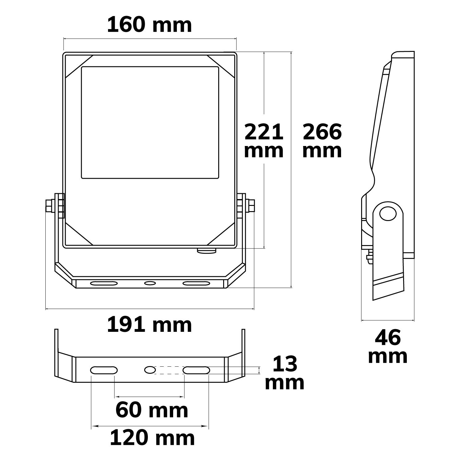 ISOLED LED Fluter HEQ 50W, 110°, 4000K, IP66 - 3