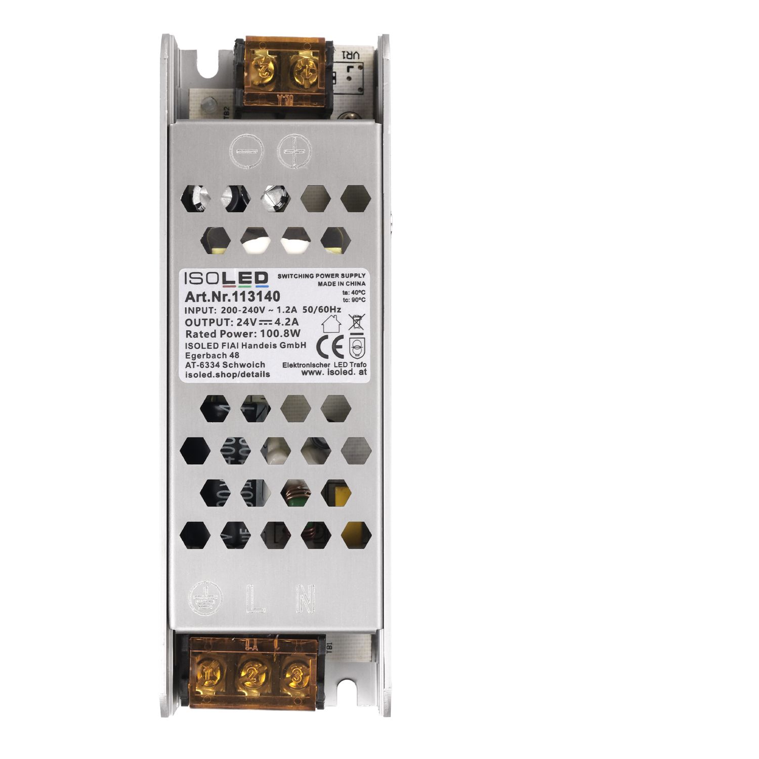 ISOLED LED Trafo 24V/DC, 0-100W, Gitter, flach - 2