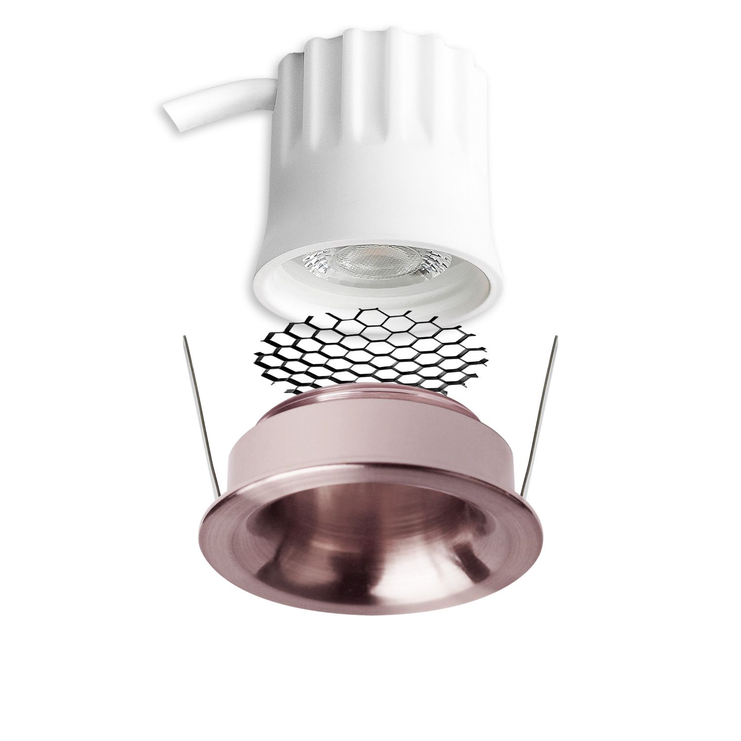ISOLED LED Einbaustrahler BACK32, rosegold, rund, 5W, CRI90, 2700K, rückversetzt, Honeycomb, dimmbar - 2