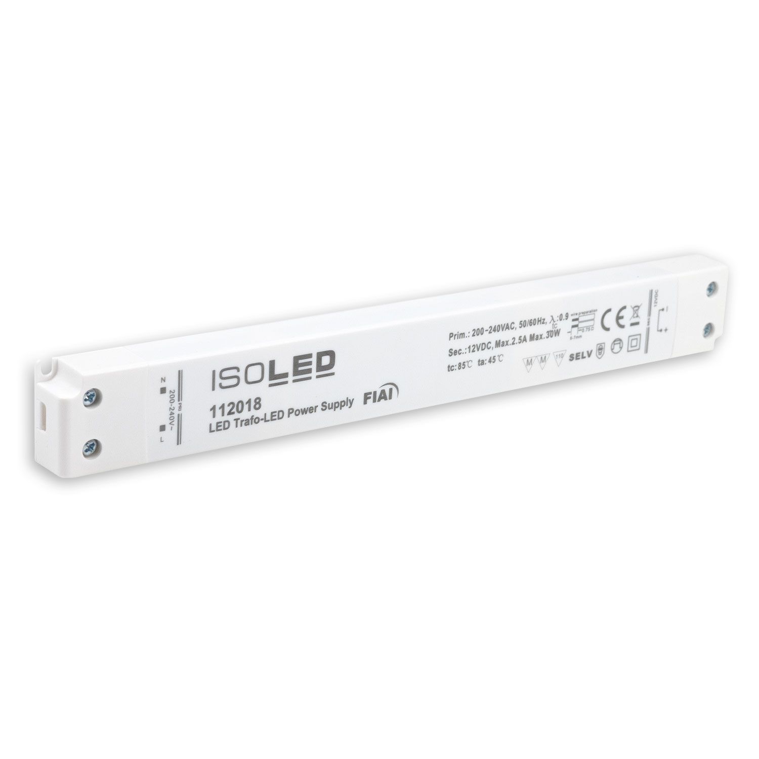 ISOLED LED Trafo 12V/DC, 0-30W, SELV, ultraflach, schmal - 1