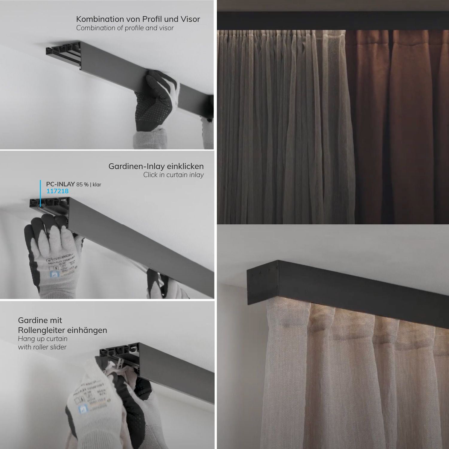 ISOLED Gardinenprofil Curtain10 ONE, weiß RAL9010, 200cm - 4