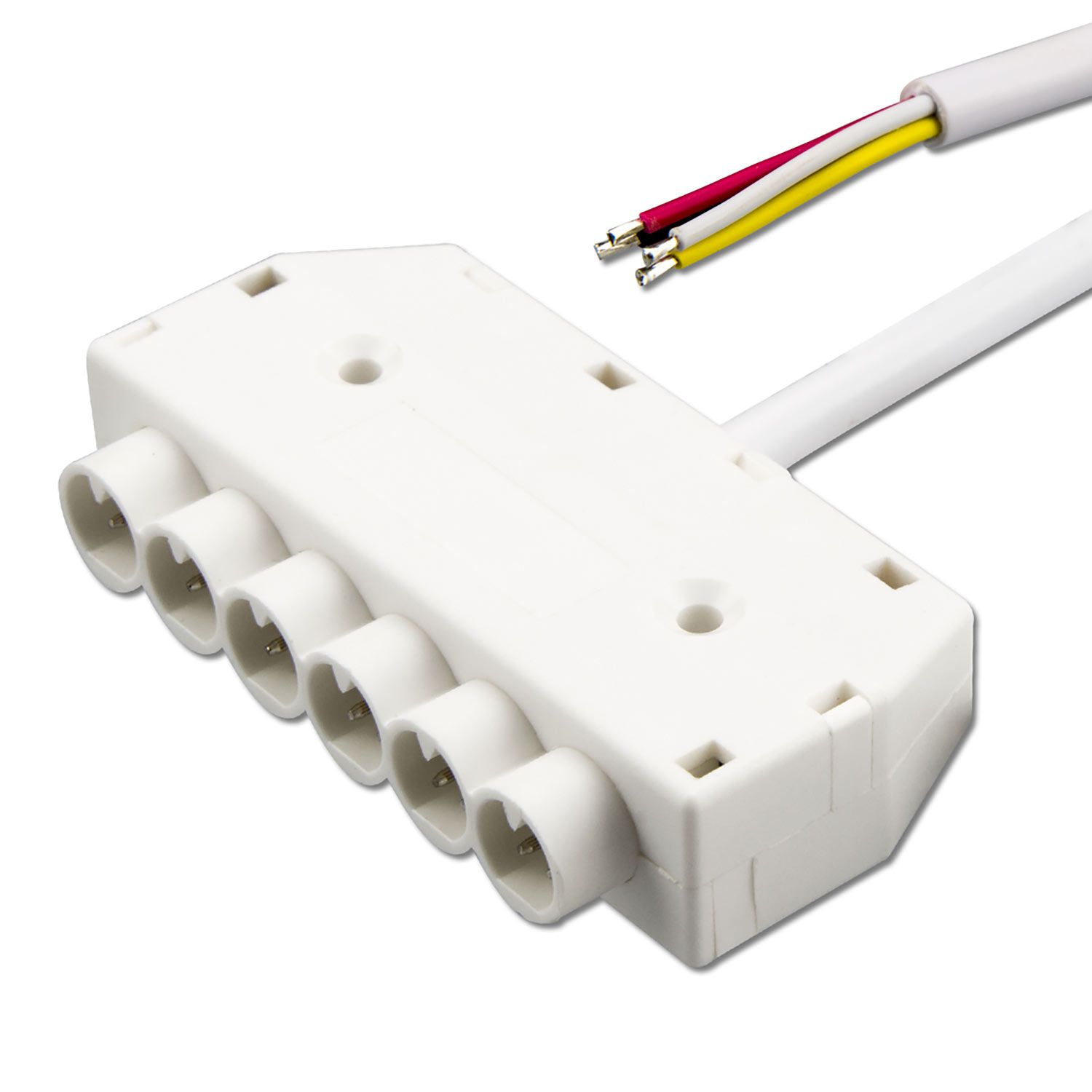 ISOLED Mini-Plug RGB 6-fach Verteiler female, 1m, 4-polig, IP54, weiß, max. 48V/6A - 1