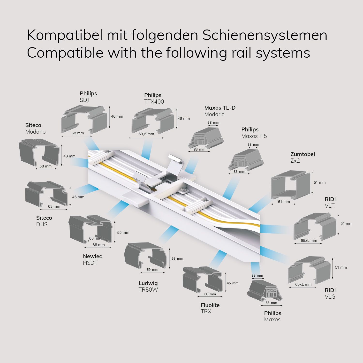 ISOLED FastFix LED Linearsystem R Modul 1437mm 25-75W, 4000K, 90° - 6
