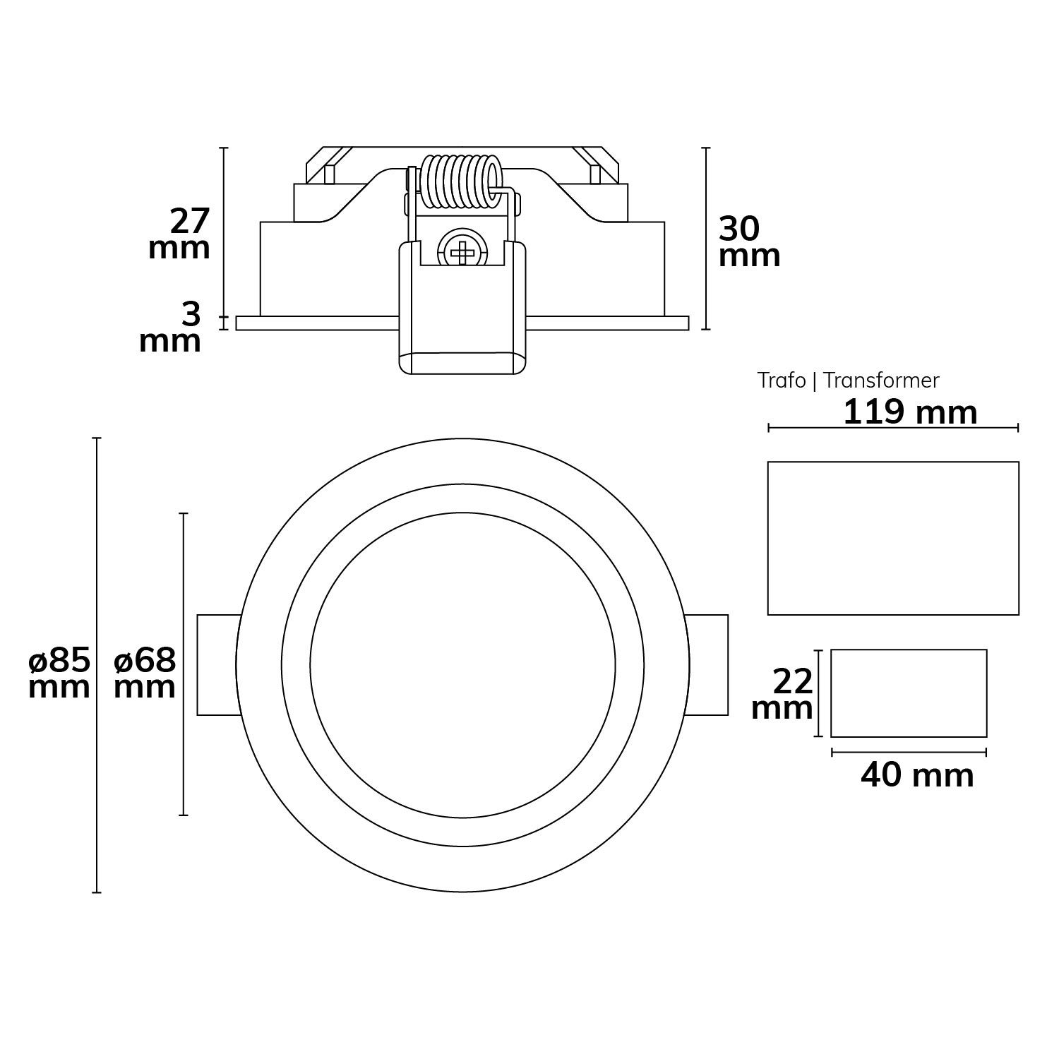 ISOLED LED Einbauleuchte Slim68 Alu weiß, rund, 9W, warmweiß, DALI dimmbar - 2