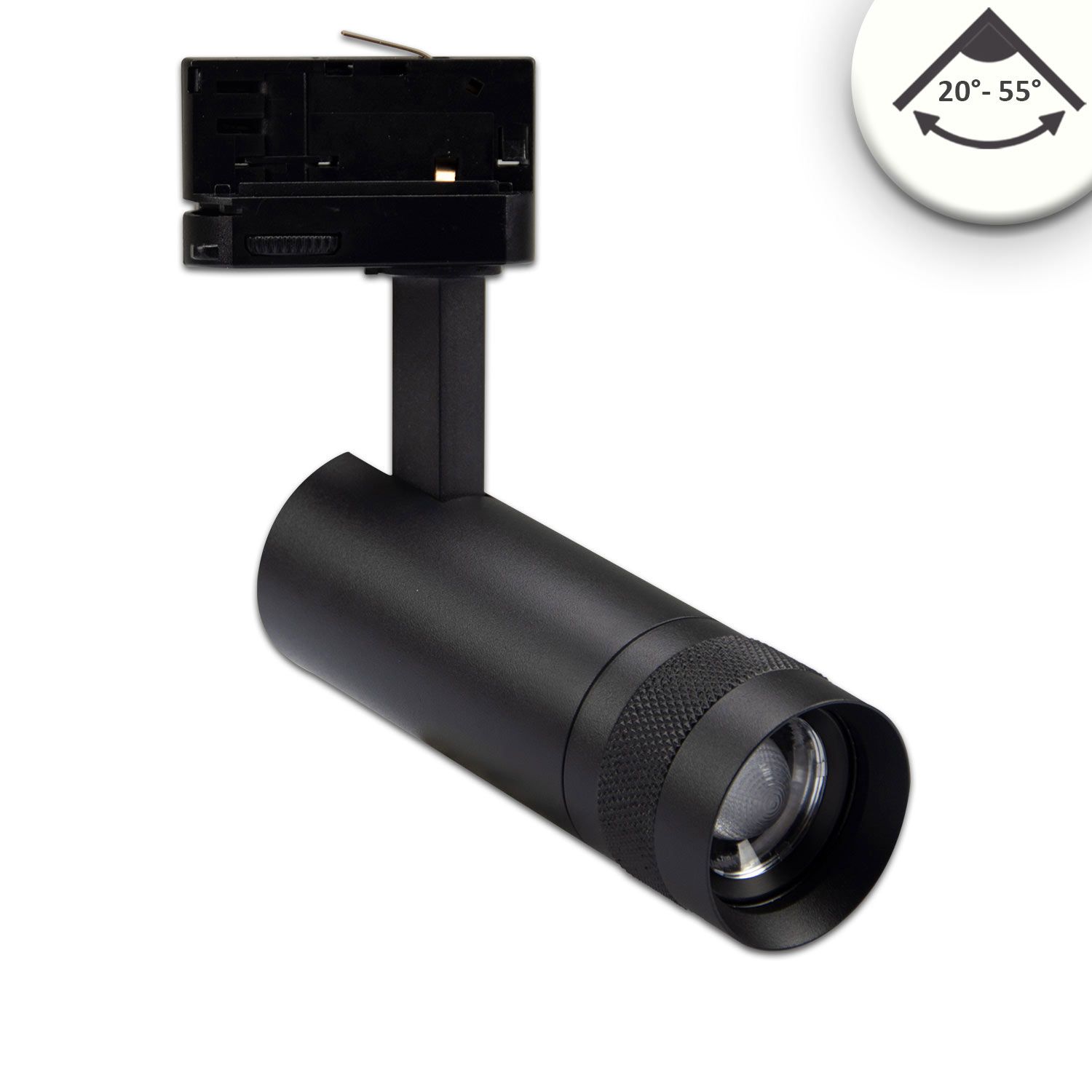 ISOLED 3-Phasen Schienenstrahler fokussierbar, 8W, 20°-55°, schwarz matt, 4000K ISOLED 3-Phasen Schienenstrahler fokussierbar, 8W, 20°-55°, schwarz matt, 4000K - 1