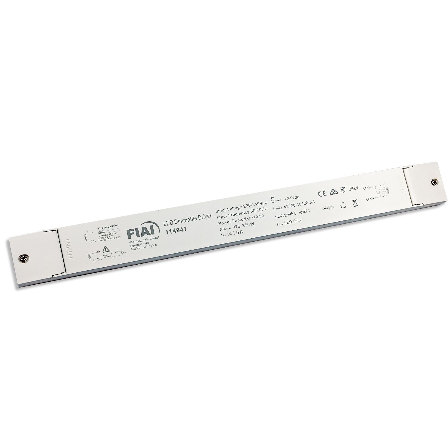 ISOLED LED PWM-Trafo 24V/DC, 0-250W, Push/DALI-2 dimmbar, SELV, flach - 1