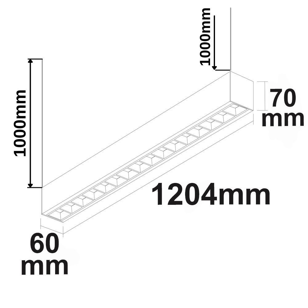 ISOLED LED Aufbau/Hängeleuchte Linear Raster 40W, anreihbar, weiß, 3000|3500|4000K, inkl.Seil, exkl.Kabel - 3