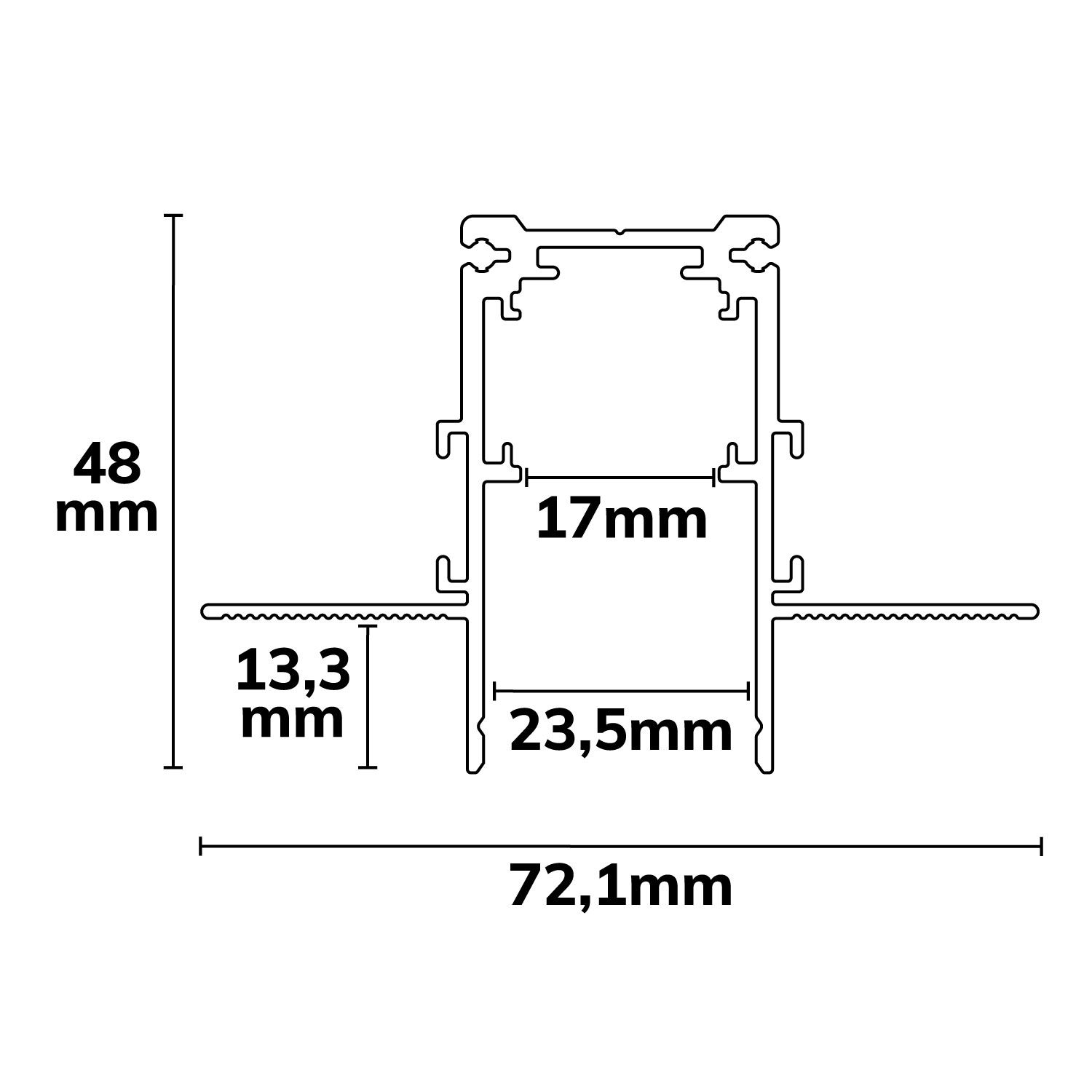ISOLED Track48 Trockenbauschiene, schwarz, 200cm, 4-polig, inkl. Endkappen und Schutzcover - 3