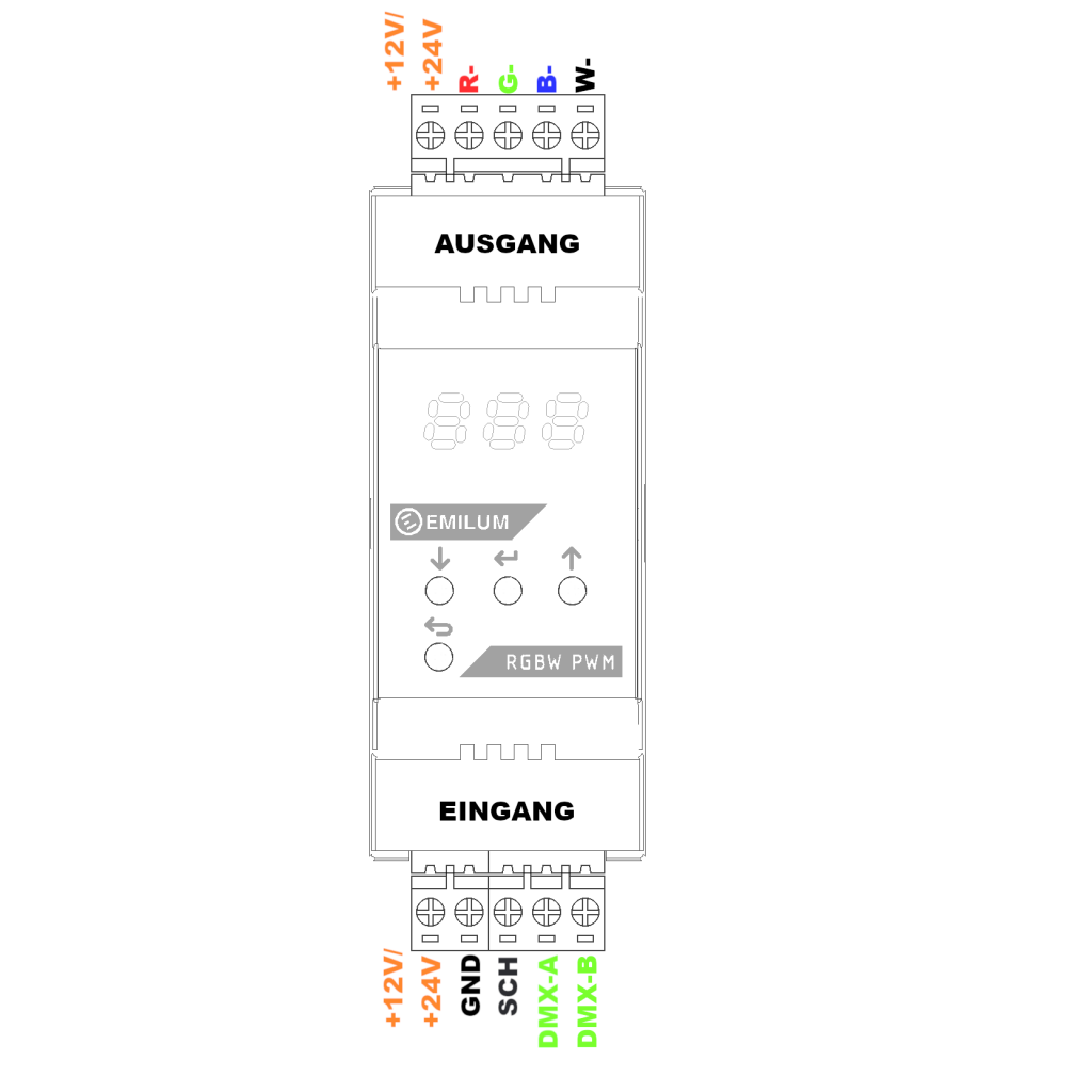 Emilum LED-PWM-Dimmer, 4-Kanal, DMX/RDM, 12-24V, 300W (150W @12V) - Produktbild 4