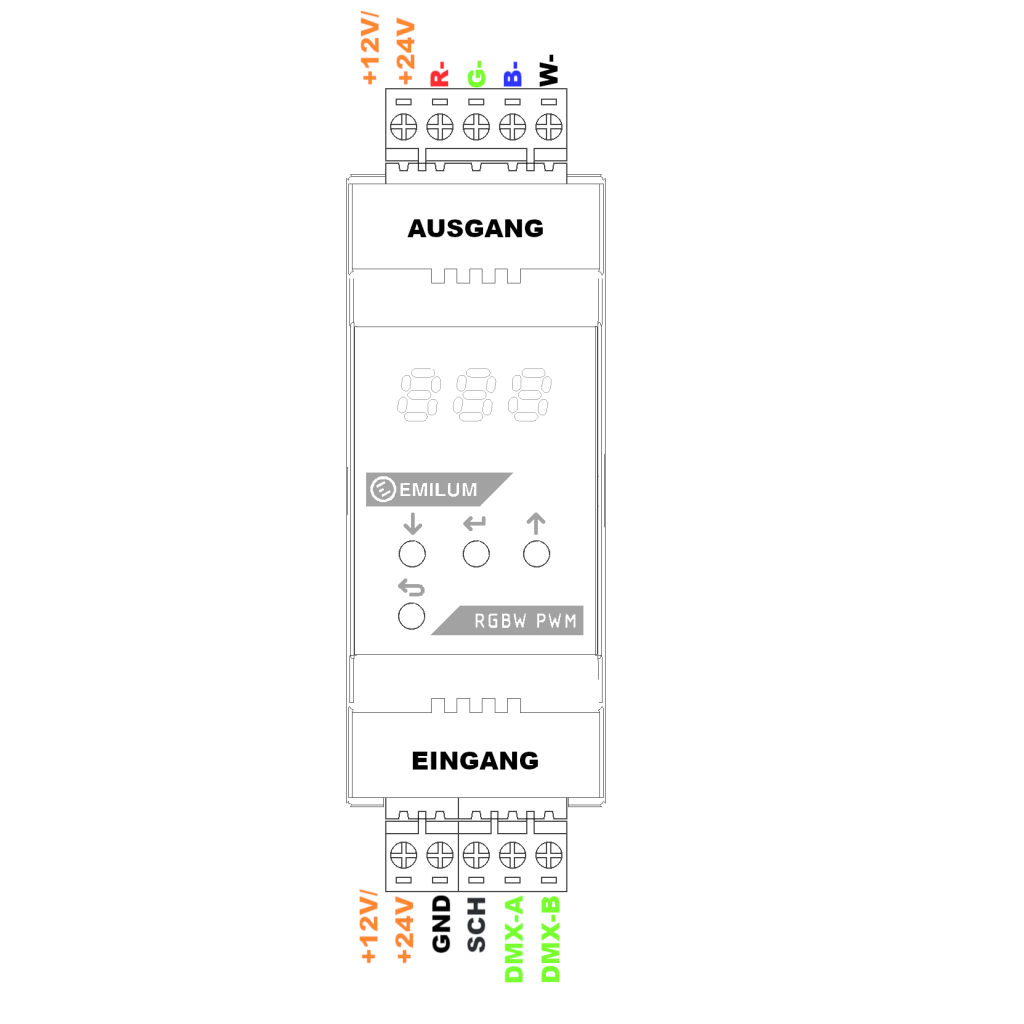 Emilum LED-PWM-Dimmer, 4-Kanal, DMX/RDM, 12-24V, 300W (150W @12V) - 4