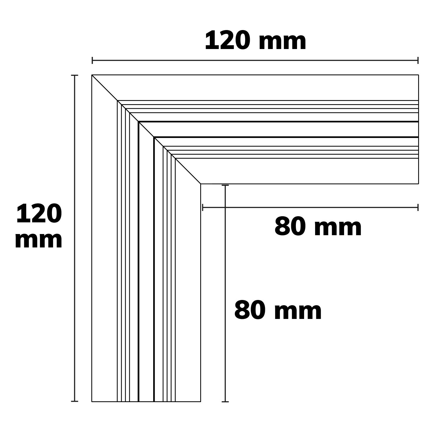 ISOLED LAMP30V2 90° Eck, geschweißt, 120x120mm, schwarz RAL 9005, exkl. Cover - 3