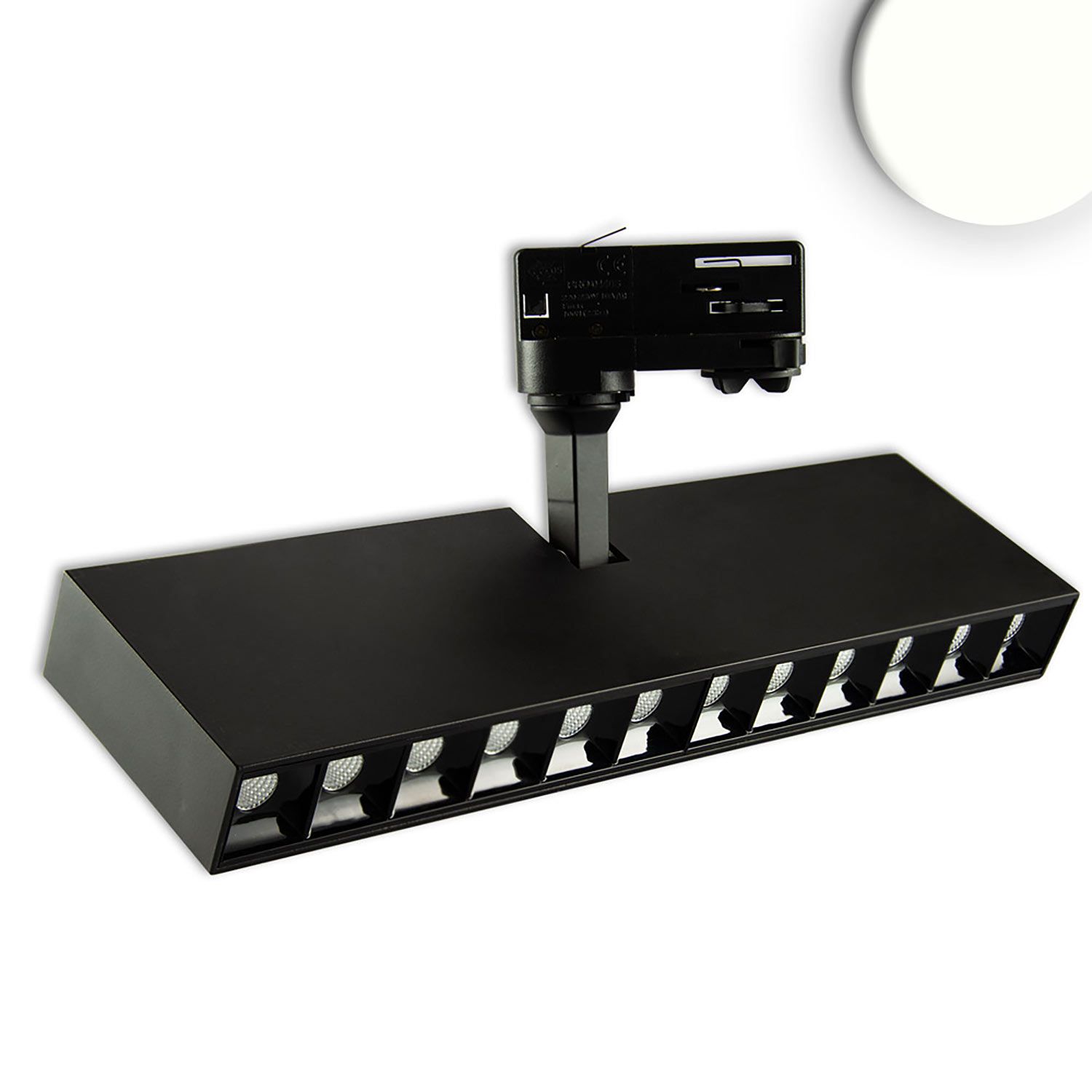 ISOLED 3-Phasen Raster-Schienenstrahler, 35W, 45°, schwarz matt, 4000K - 1