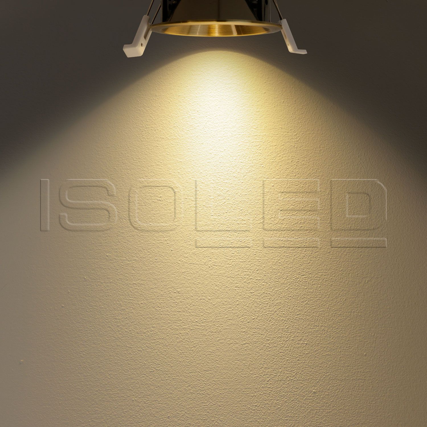 ISOLED LED Einbaustrahler BACK60, messing geb., rund, 5W, CRI90, 3000K, rückversetzt, UGR