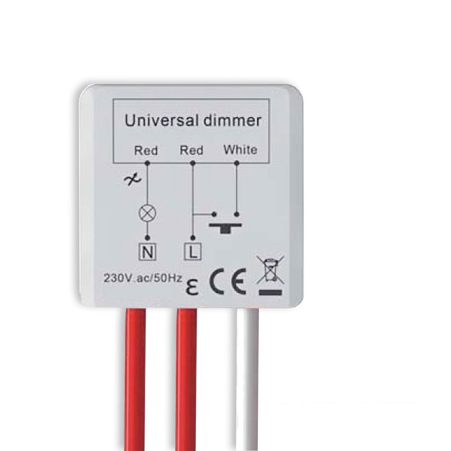 ISOLED Universal-Push Mini-Dimmer für dimmbare 230V Leuchten/Trafos, 250VA - 1
