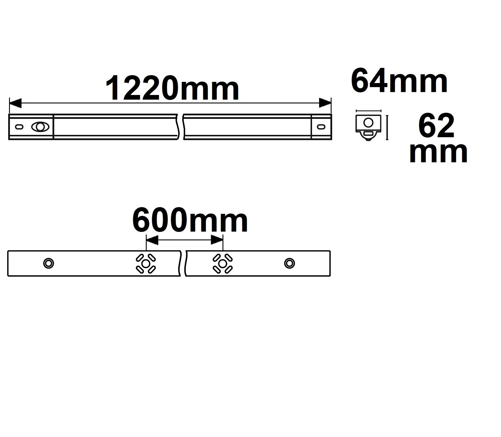 ISOLED LED Balkenleuchte 120cm, IP42, PowerSwitch 22|27|32|37W, 150 lm/W, ColorSwitch 3000|4000|6000K - 3
