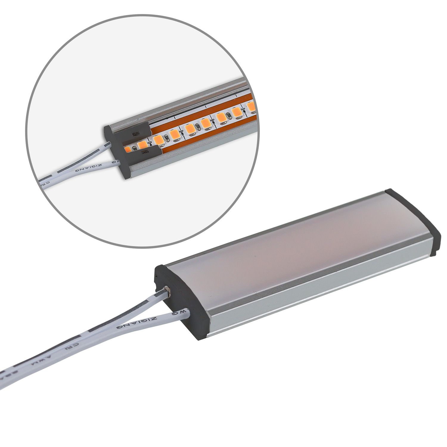 ISOLED Endkappe schwarz für Surf12 Flat mit Einspeiser für FC-Flexband, 50cm Kabel+MiniAmp-Stecker, max. 3A - 3