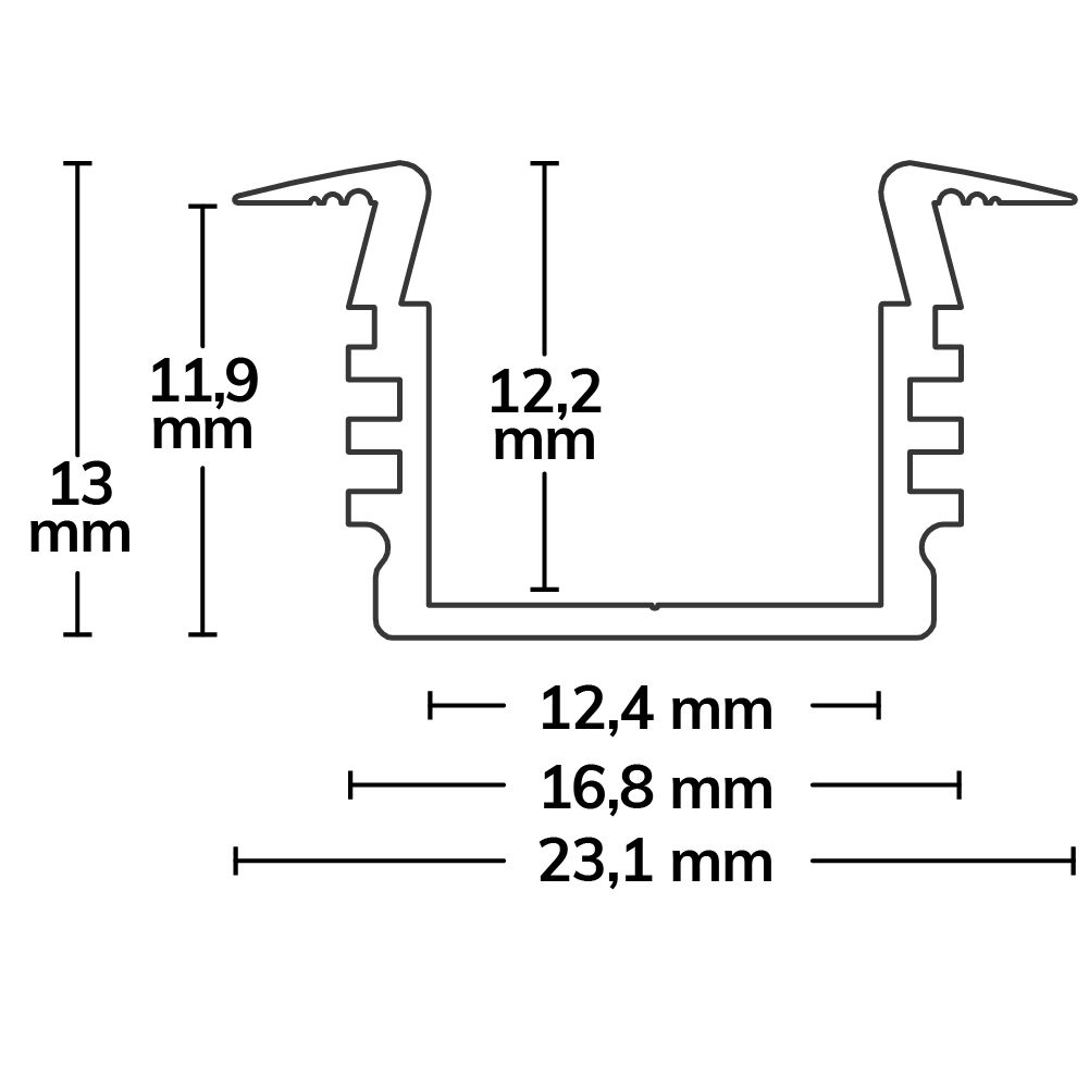 ISOLED LED Einbauprofil DIVE12 Aluminium eloxiert, 200cm - 3