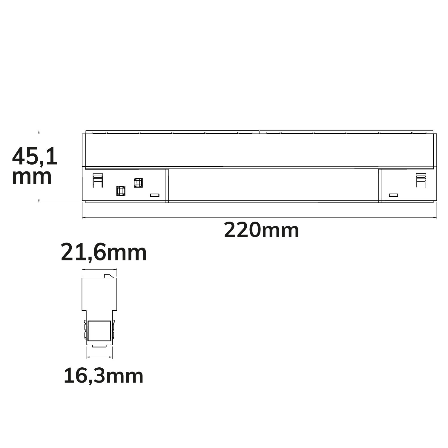 ISOLED Track48 Wallwasher 22cm weiß, 12W, 100° asymetrisch, 48V DC, 3000K, CRI90, Line+, DALI dimmbar - 6