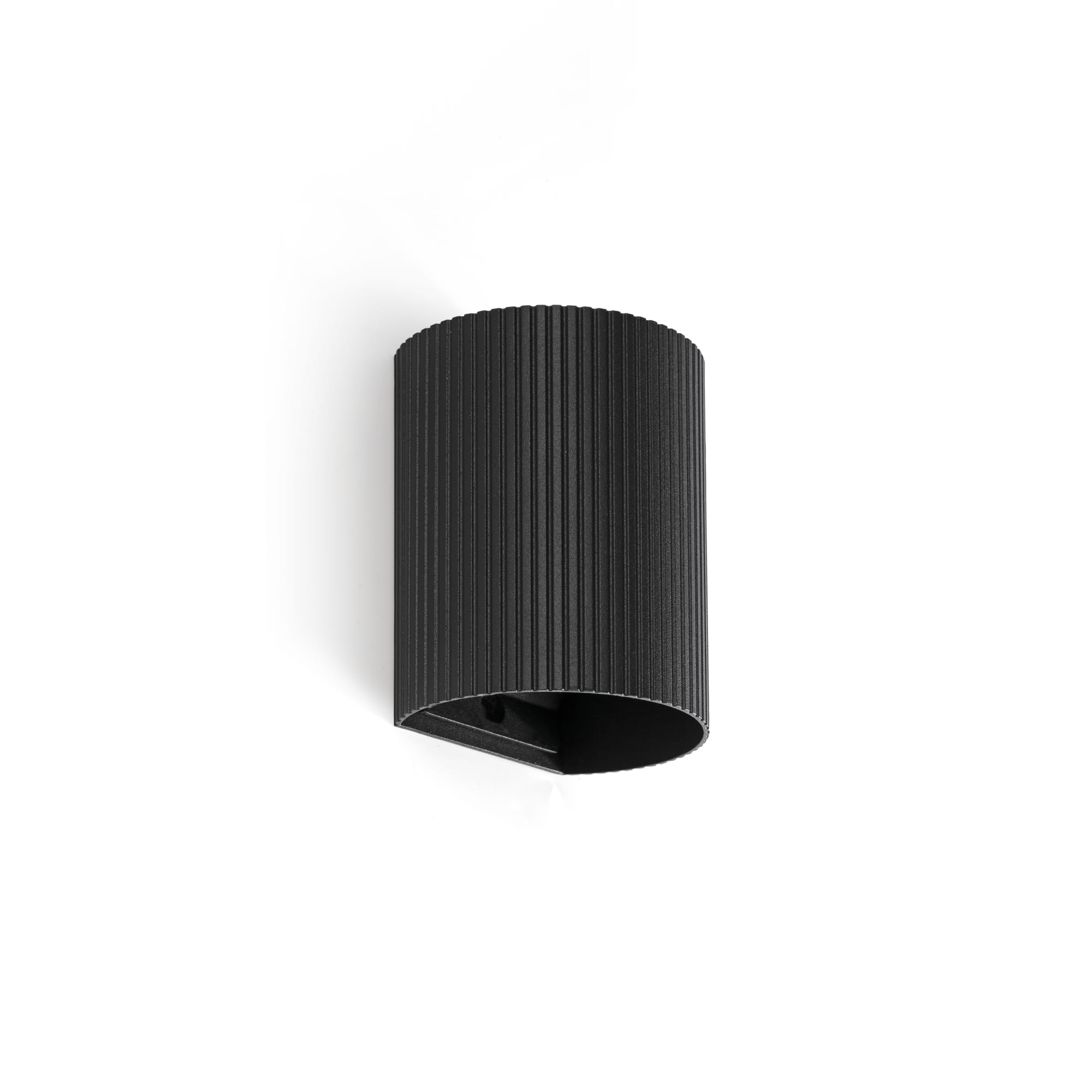 Faro SOLE Runde Wandleuchte schwarz geriffelt Faro SOLE Runde Wandleuchte schwarz geriffelt - Produktbild 1