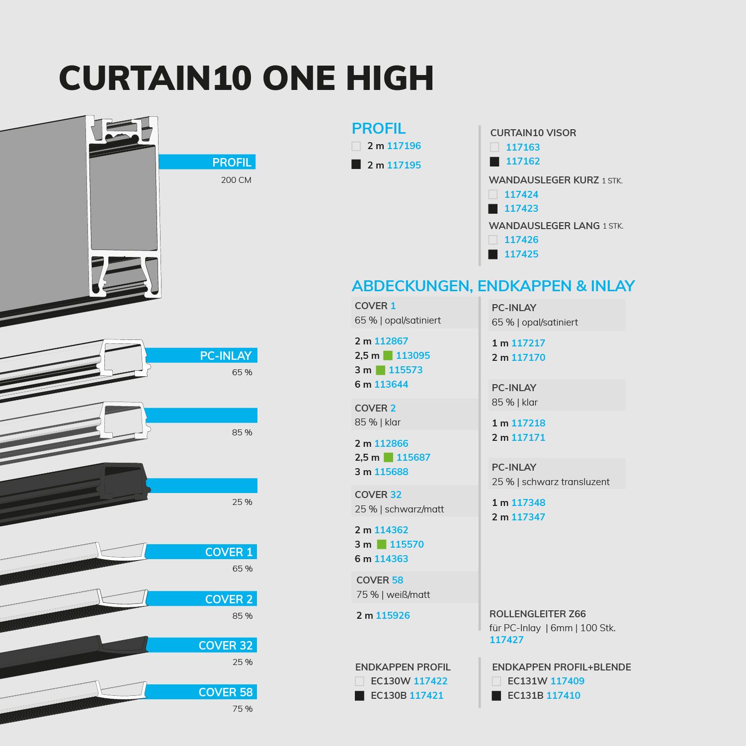 ISOLED Gardinenprofil Curtain10 ONE HIGH, weiß RAL 9010, 200cm - 8