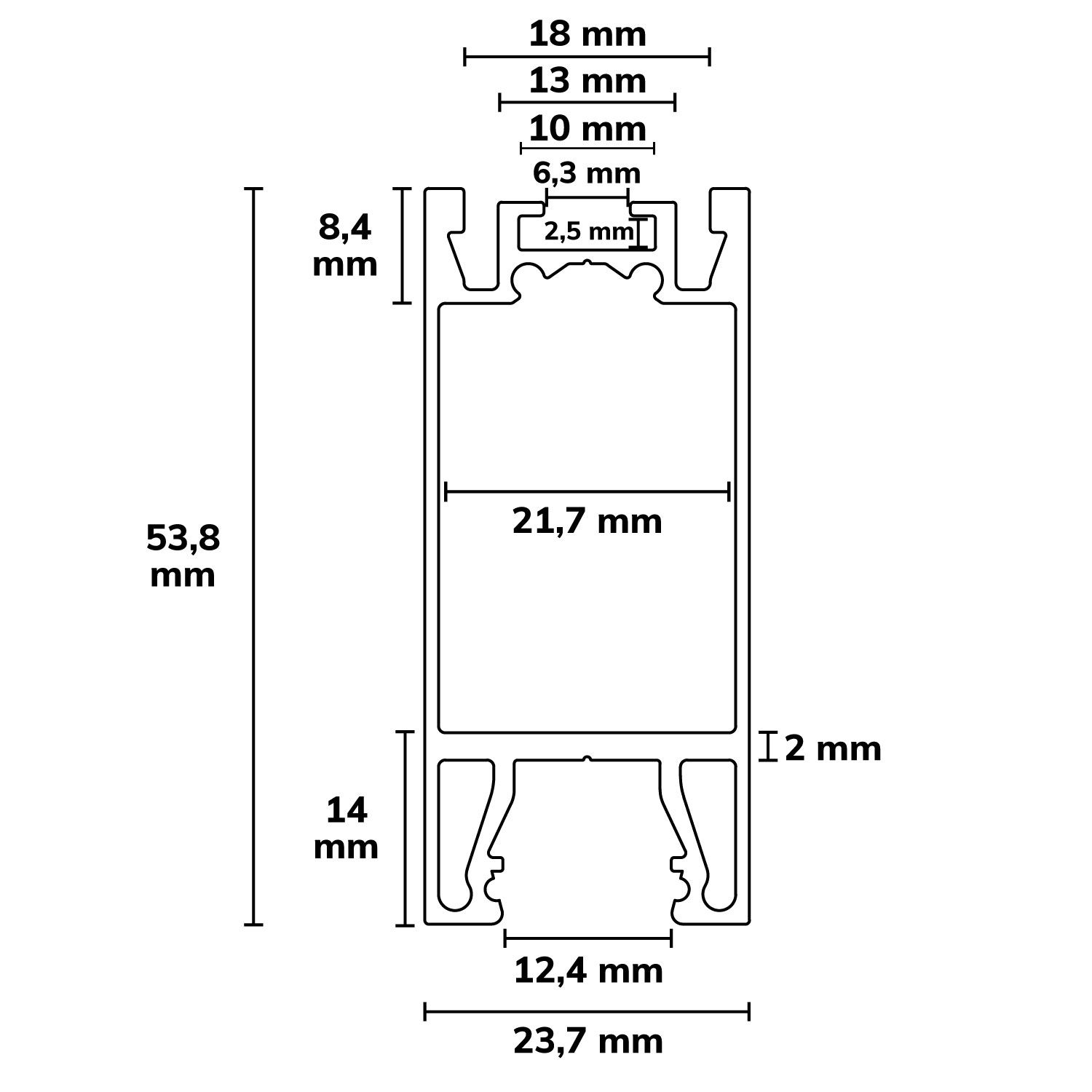 ISOLED Gardinenprofil Curtain10 ONE HIGH, weiß RAL 9010, 200cm - 2
